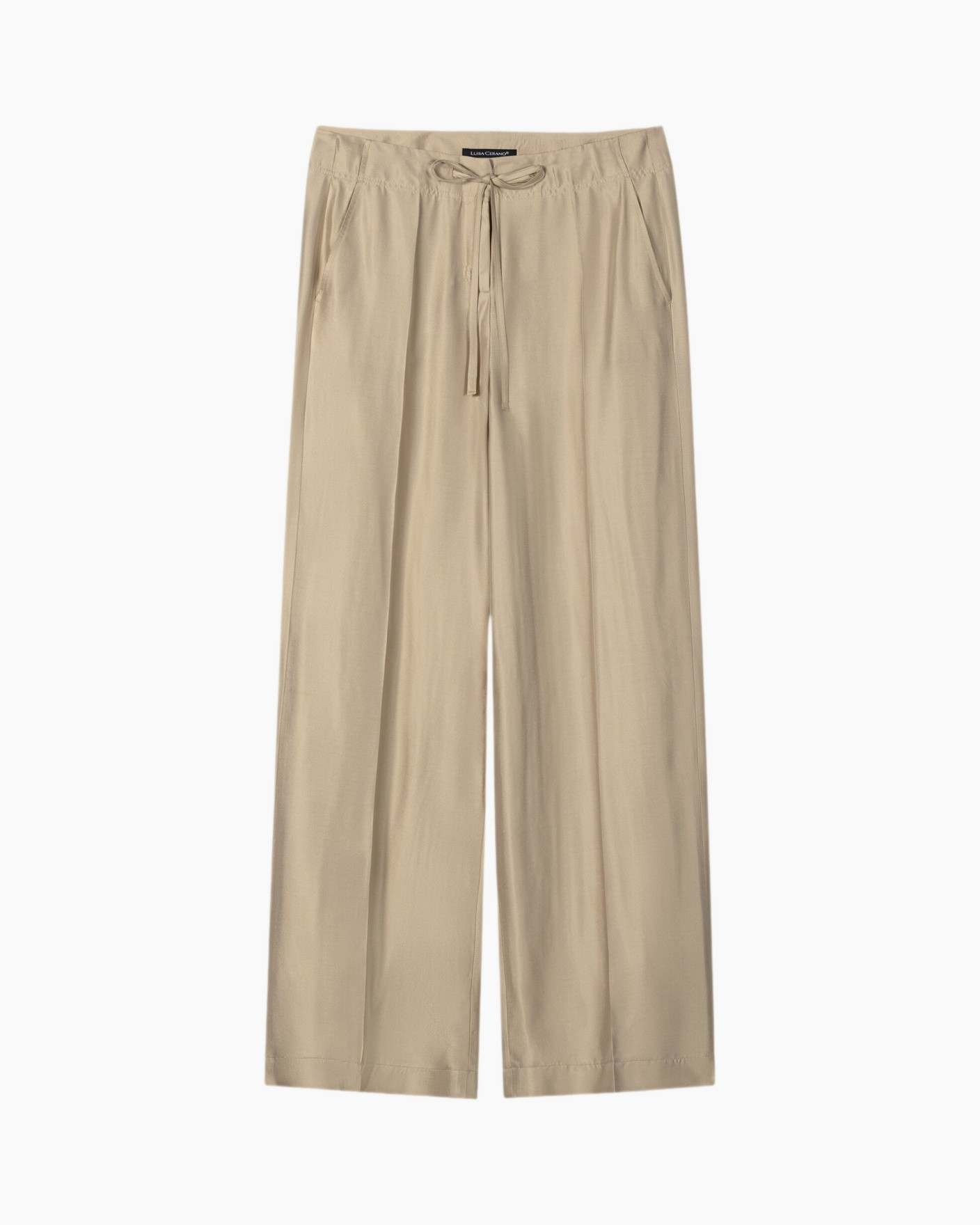 pants, wide-leg, beige, drawstring, elastic