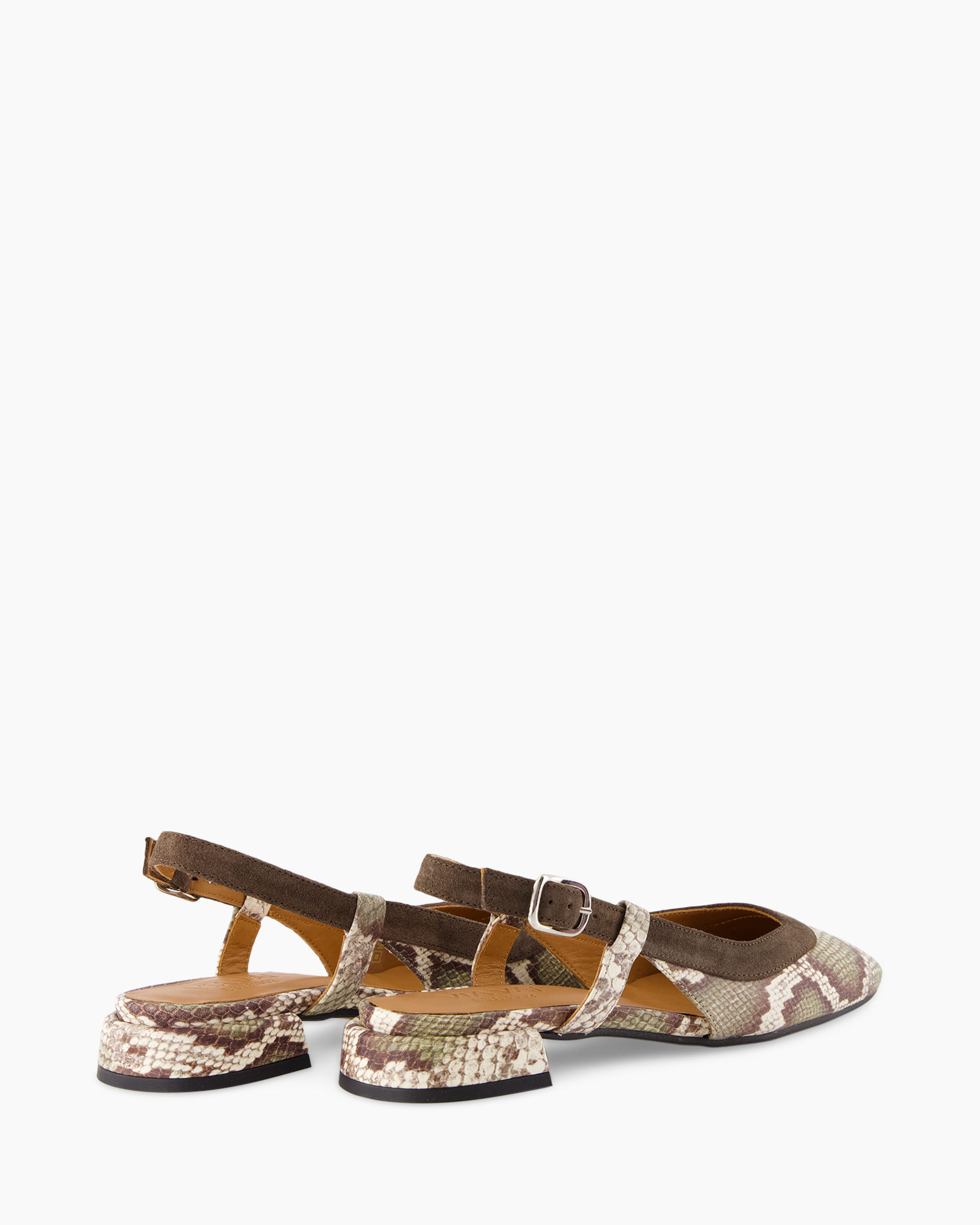 slingback, flat, snakeskin, print, heelless