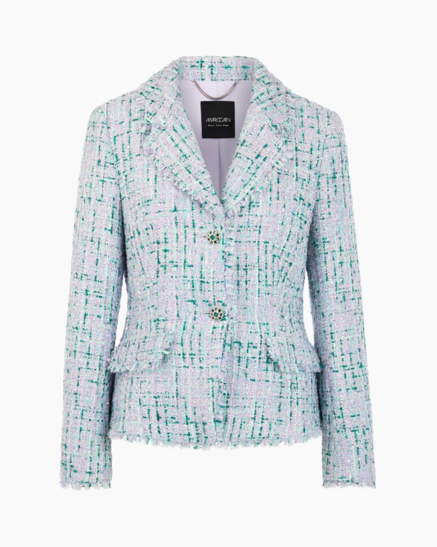 blazer, tweed, green, lilac, linen mix