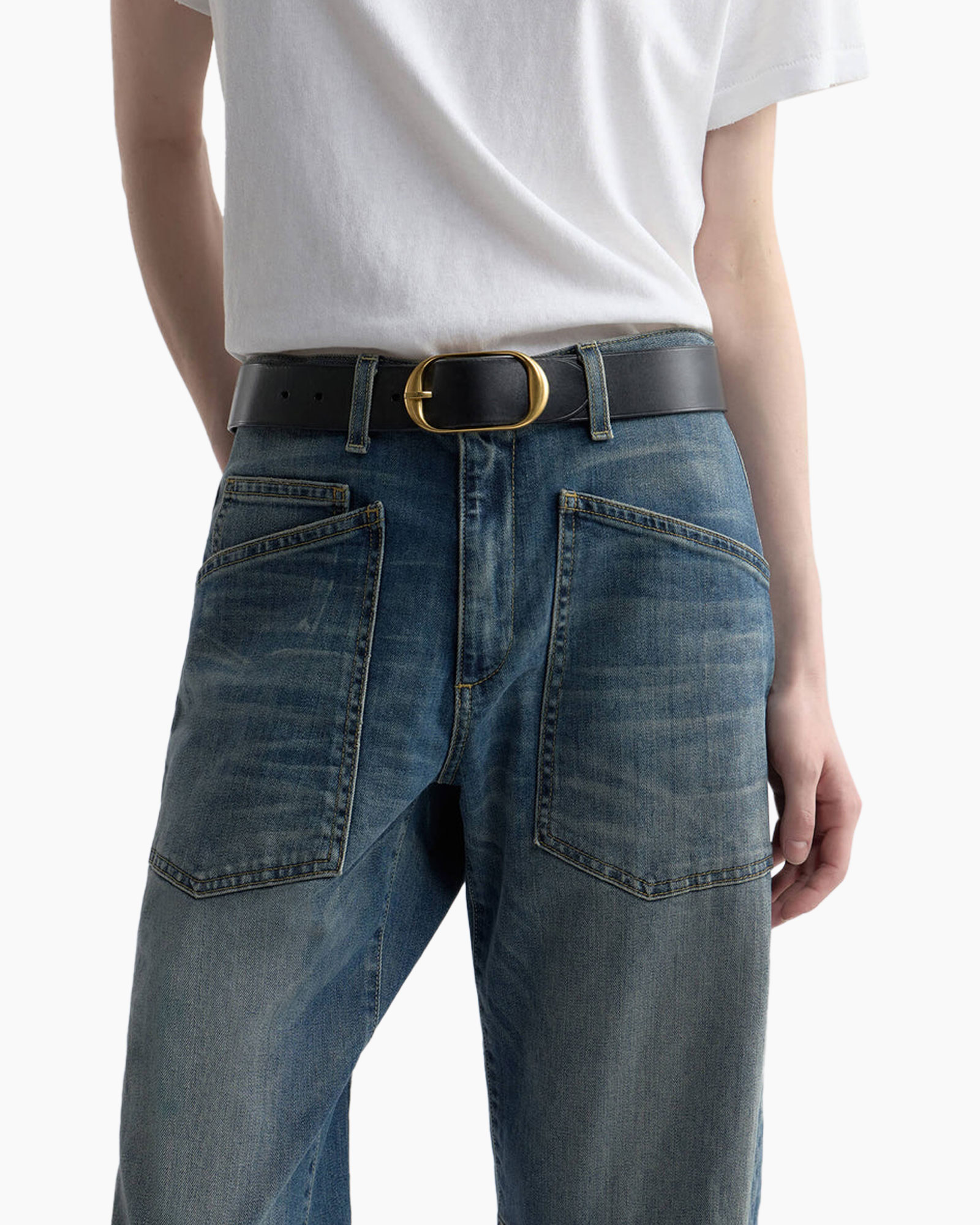 jeans, denim, high waisted, pockets, belted