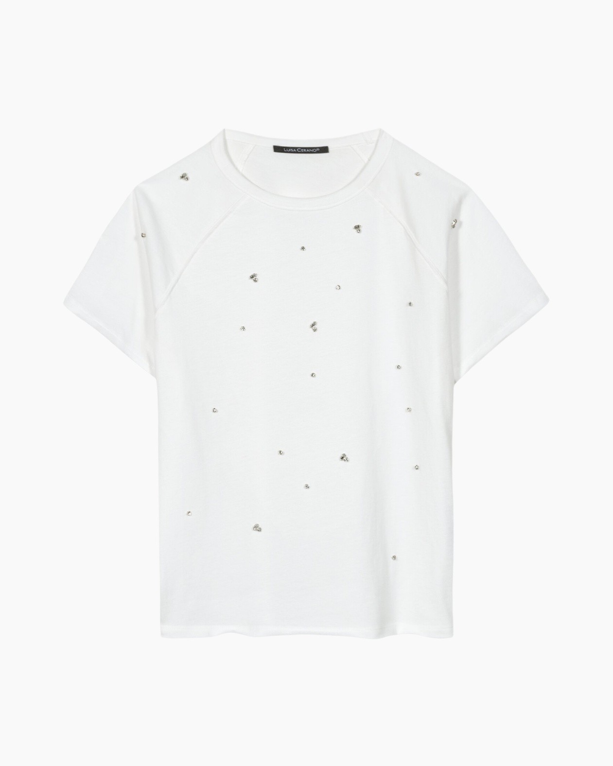 t-shirt, white, short sleeve, embellished, casual