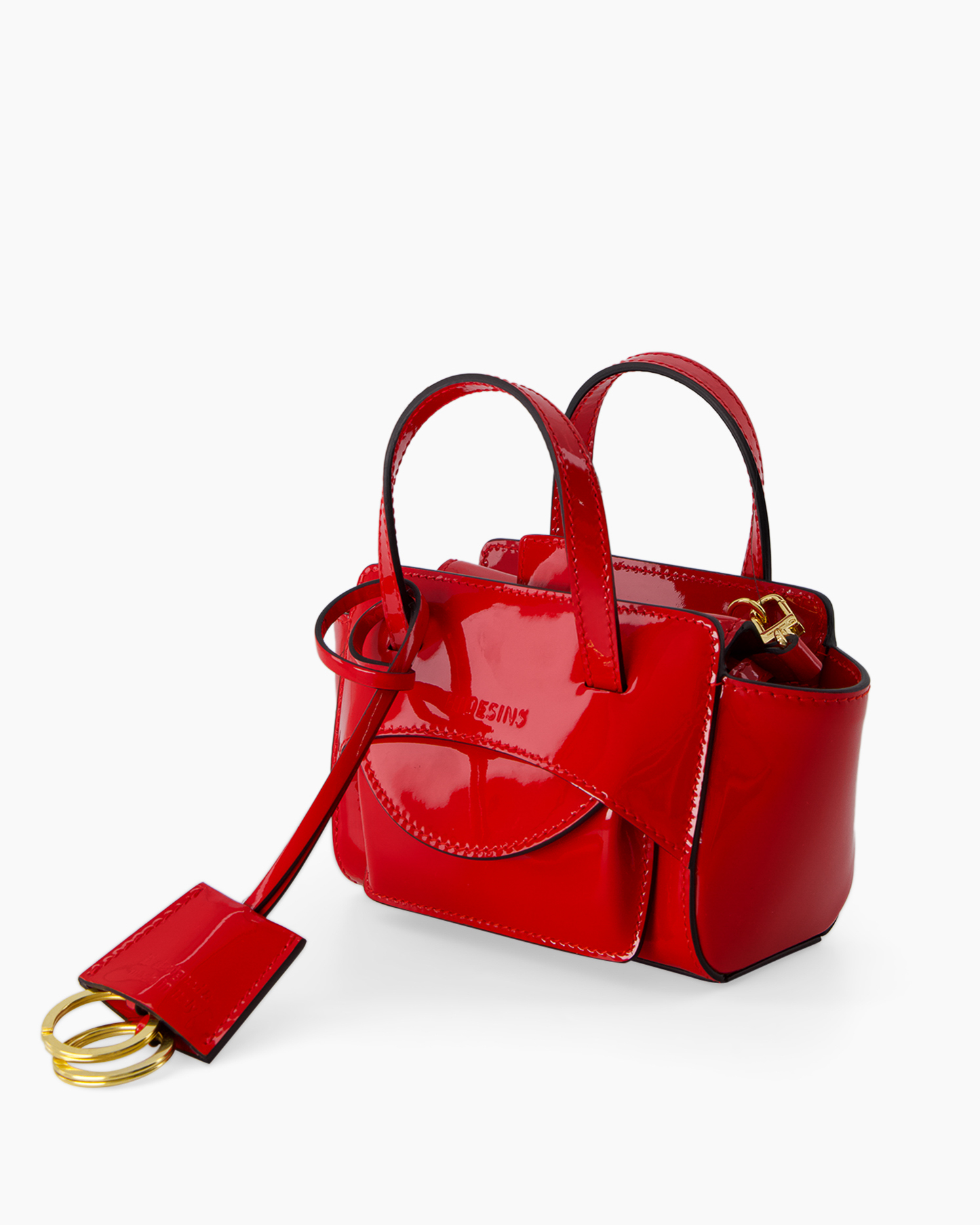 handbag, red, patent leather, mini bag, gold hardware