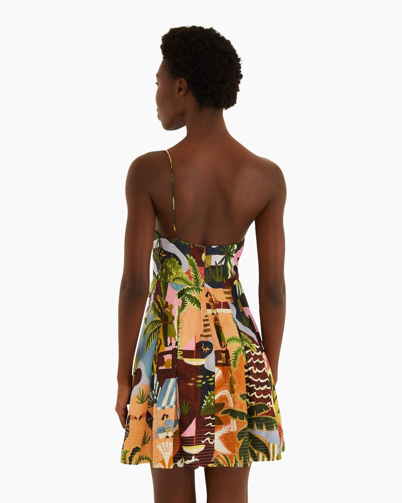 strapless dress, printed dress, summer dress, colorful pattern, knee-length