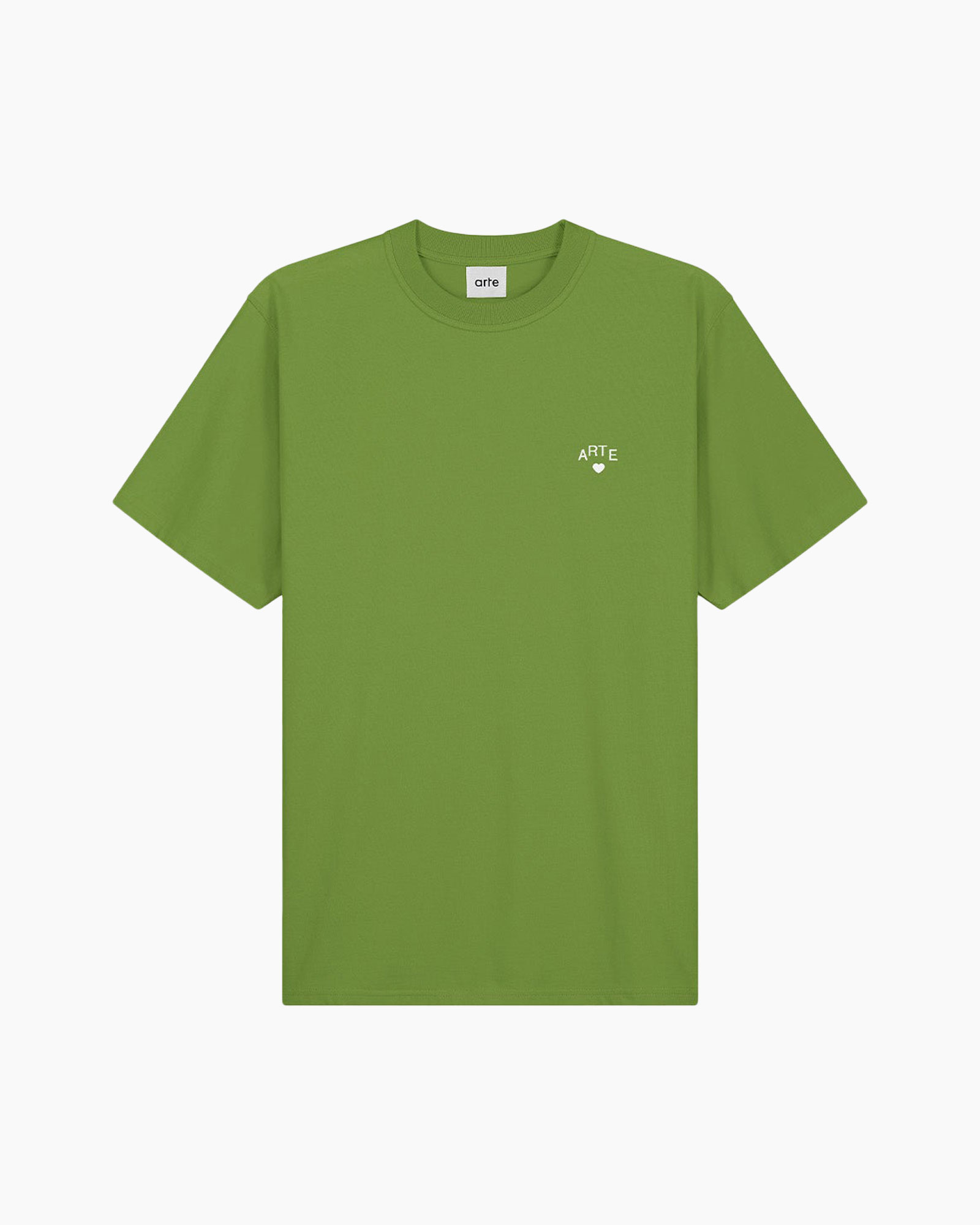 t-shirt, solid, green, short sleeve, logo small