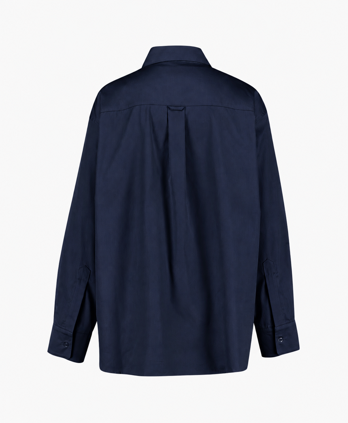 shirt, long sleeve, navy, back view, collar