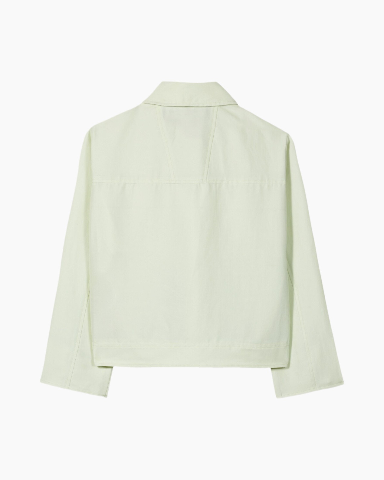 jacket, green, collar, long_sleeve, back_view