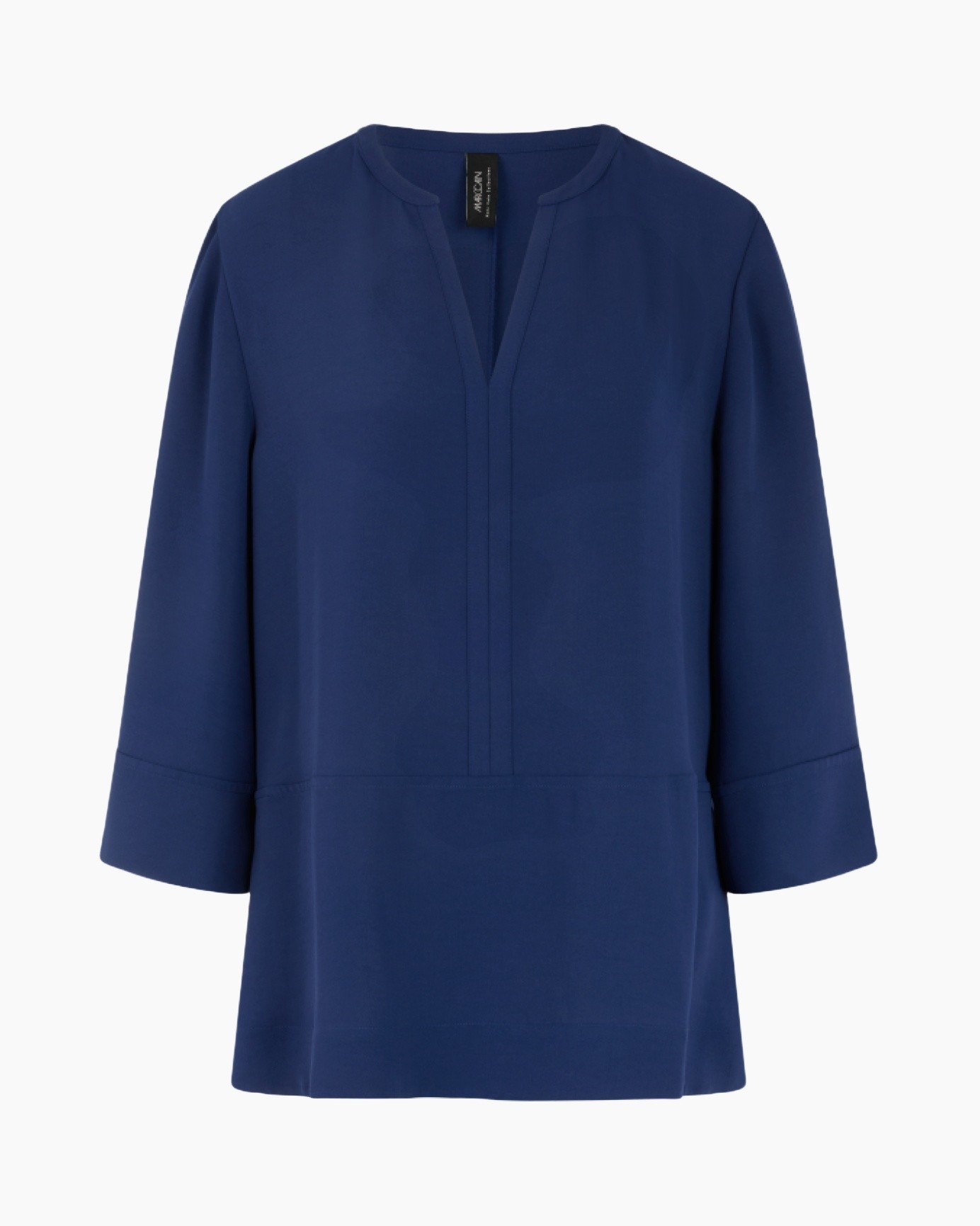 blouse, blue, long-sleeve, v-neck, pullover