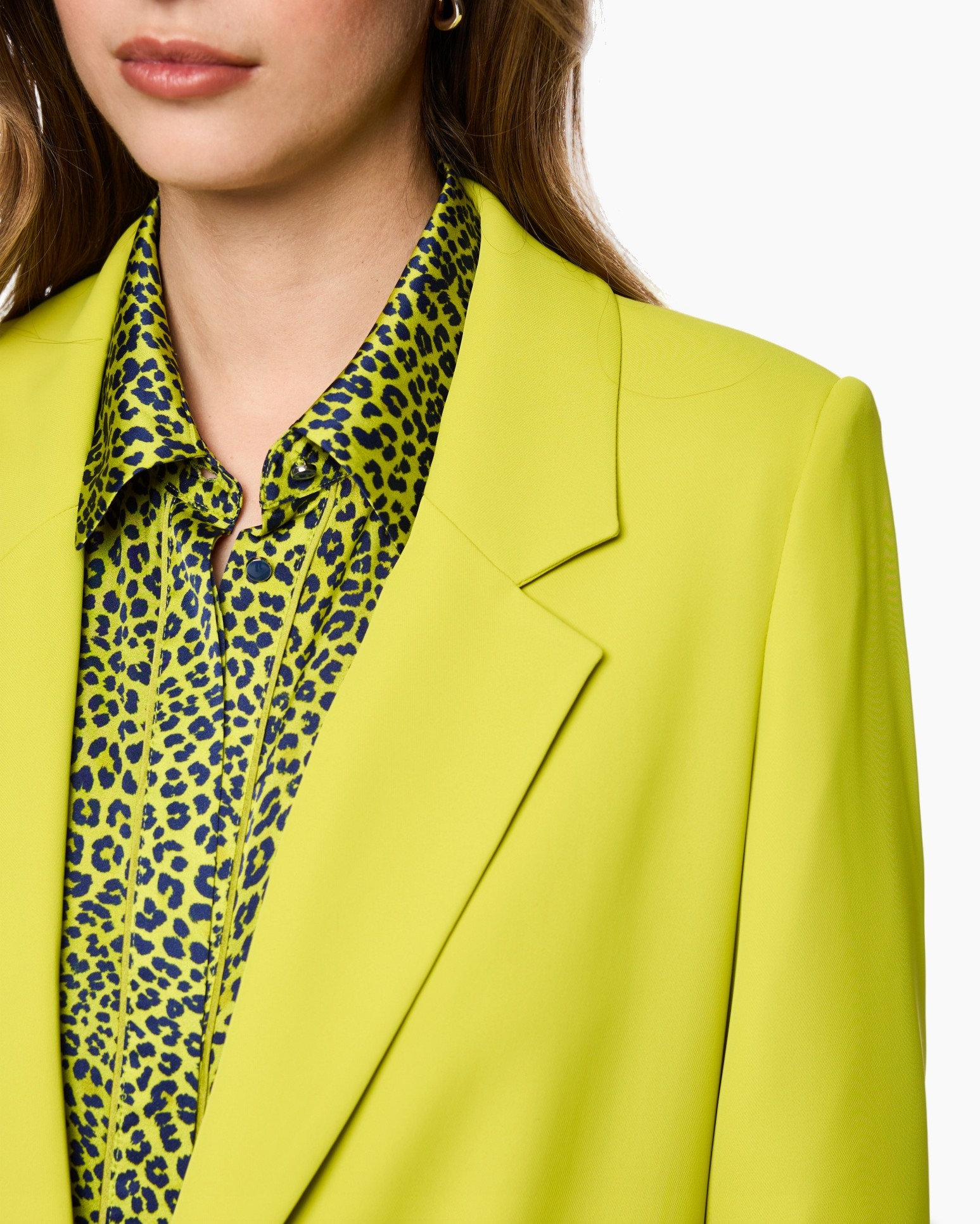 blazer, lime green, jacket, leopard print, collared shirt