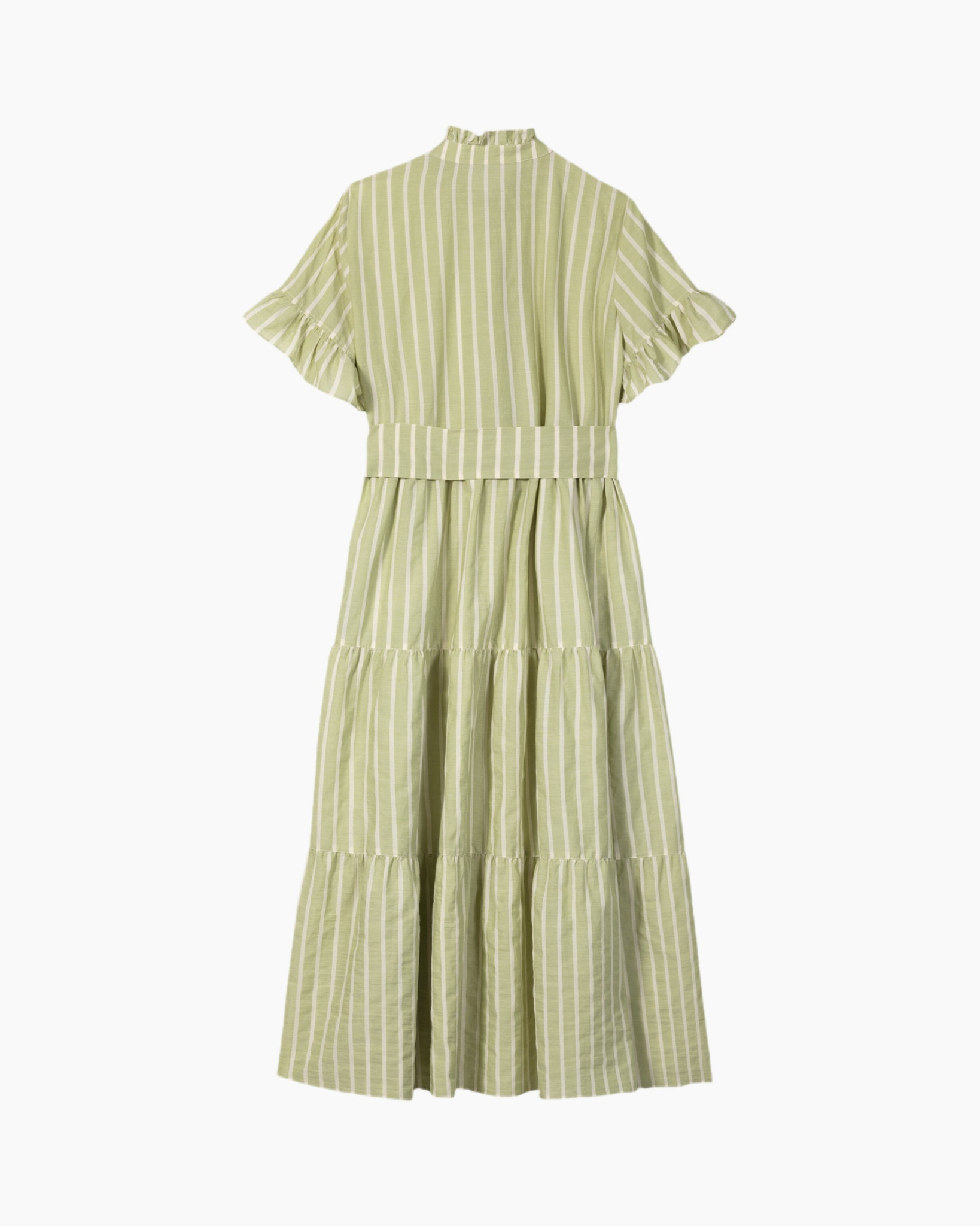 dress, tiered, short sleeve, linen, green