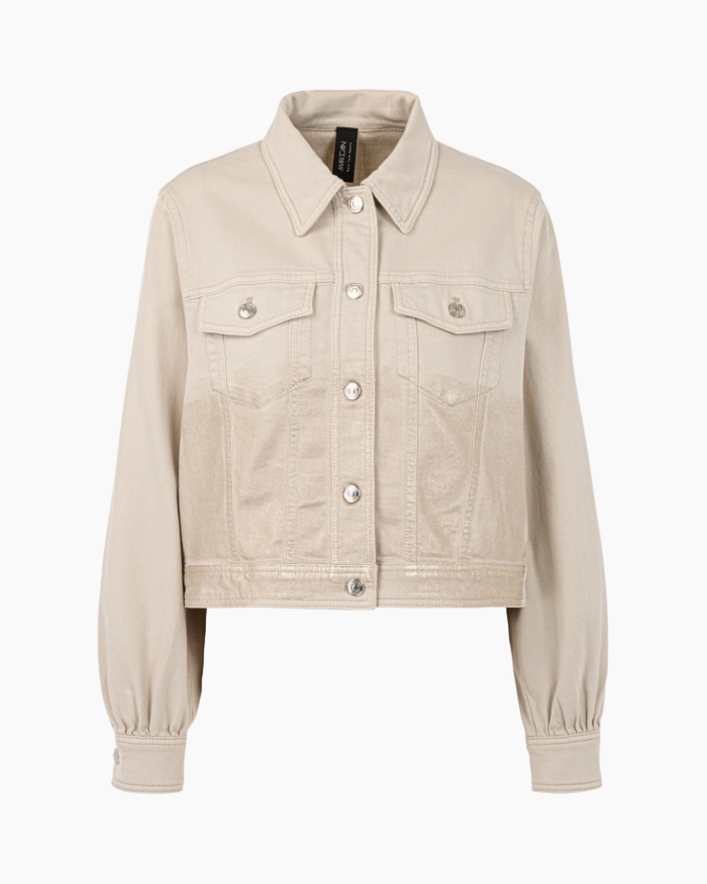jacket, denim, beige, long-sleeve, collared