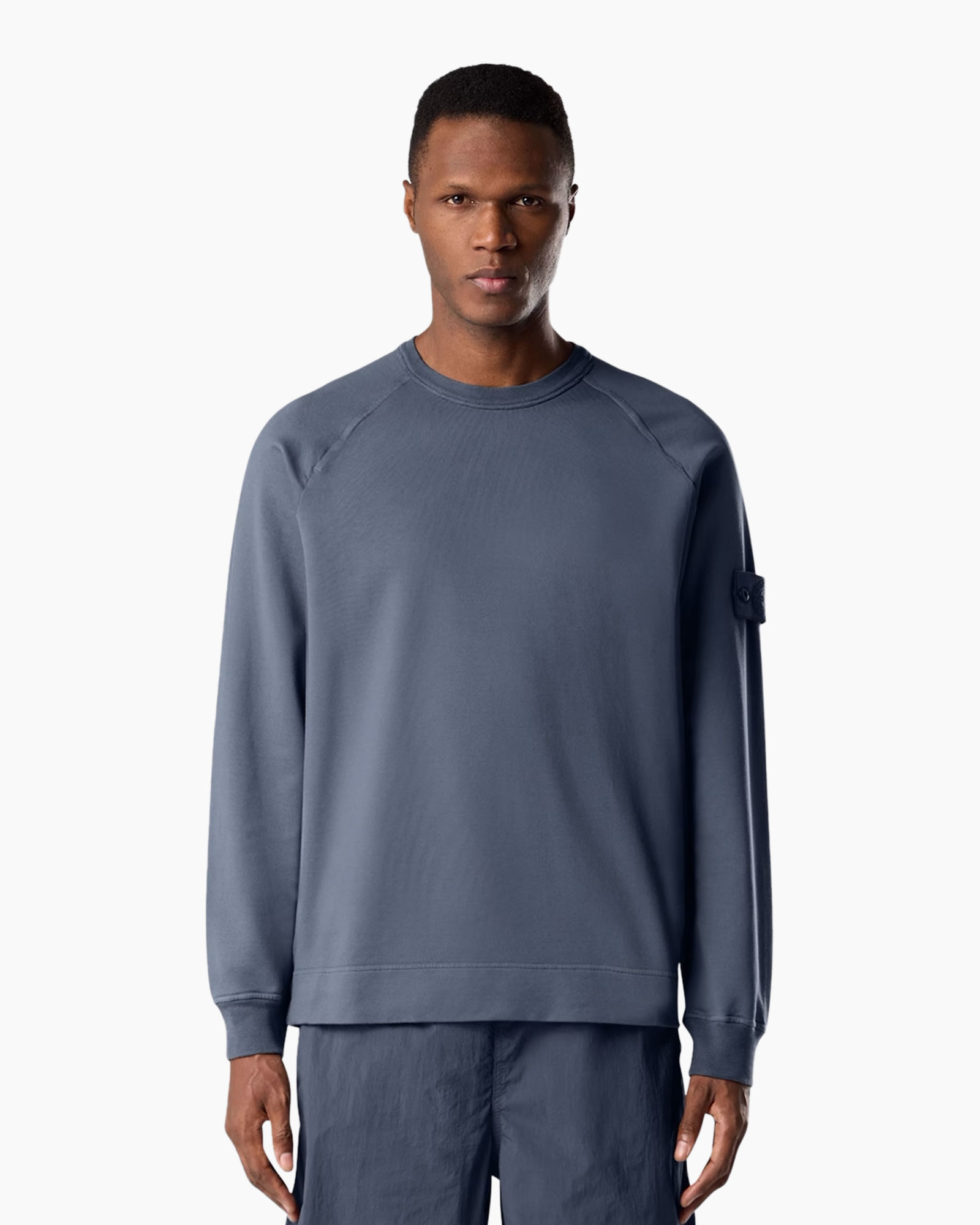 sweatshirt, long-sleeve, crewneck, solid, blue-gray