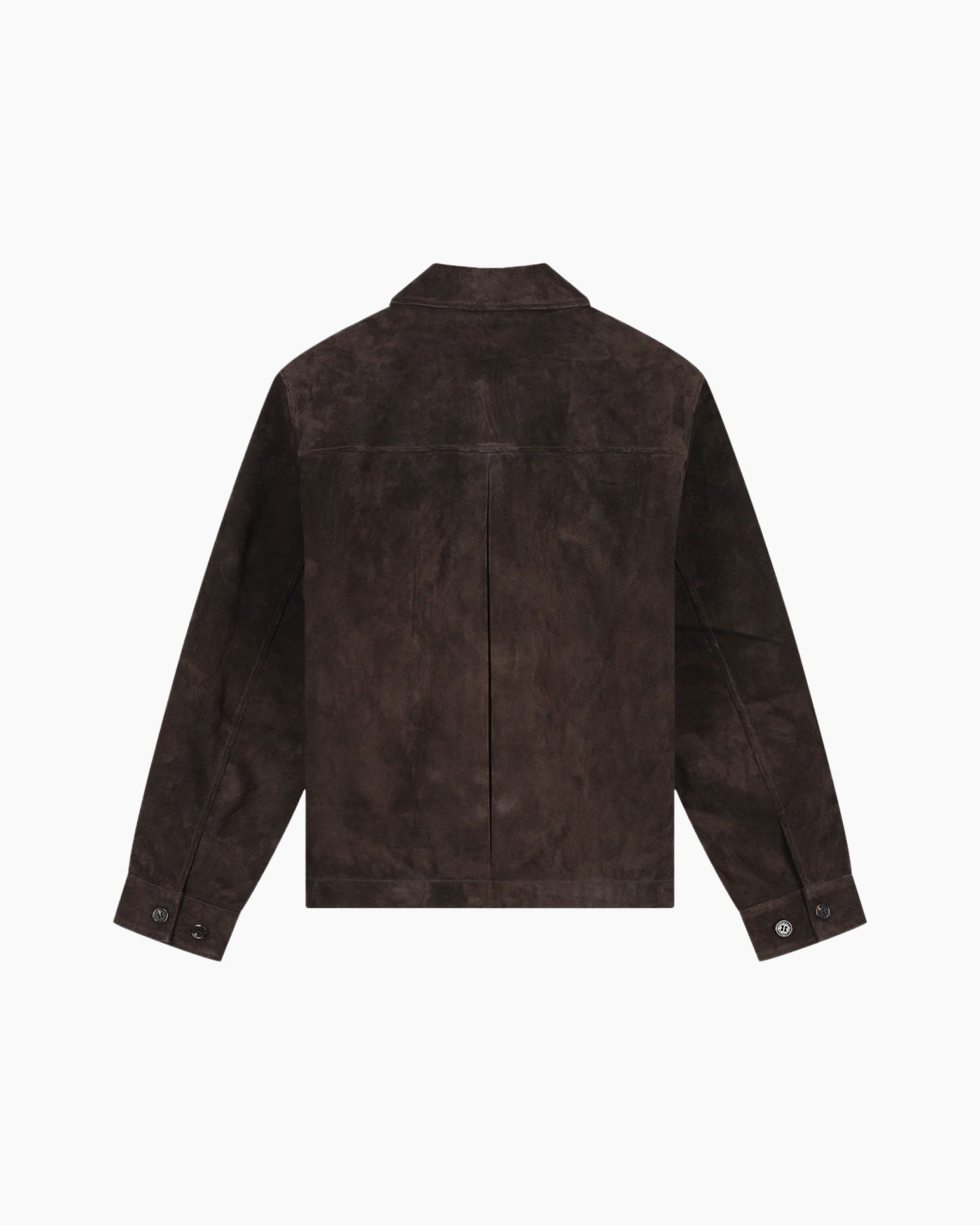 jacket, corduroy?, suede-like, dark brown, back view