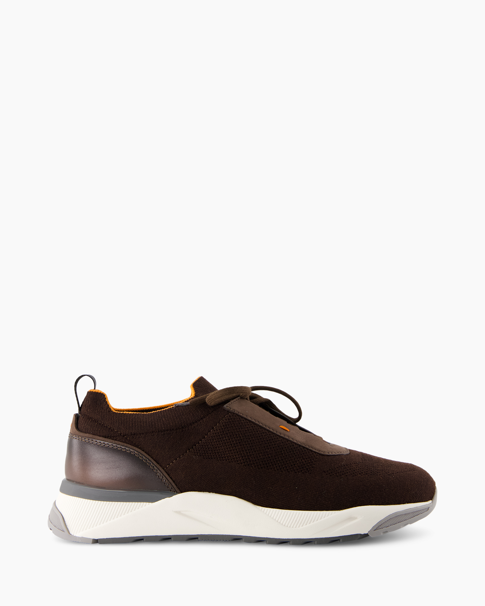 sneaker, brown, mesh, flat sole, lace-up