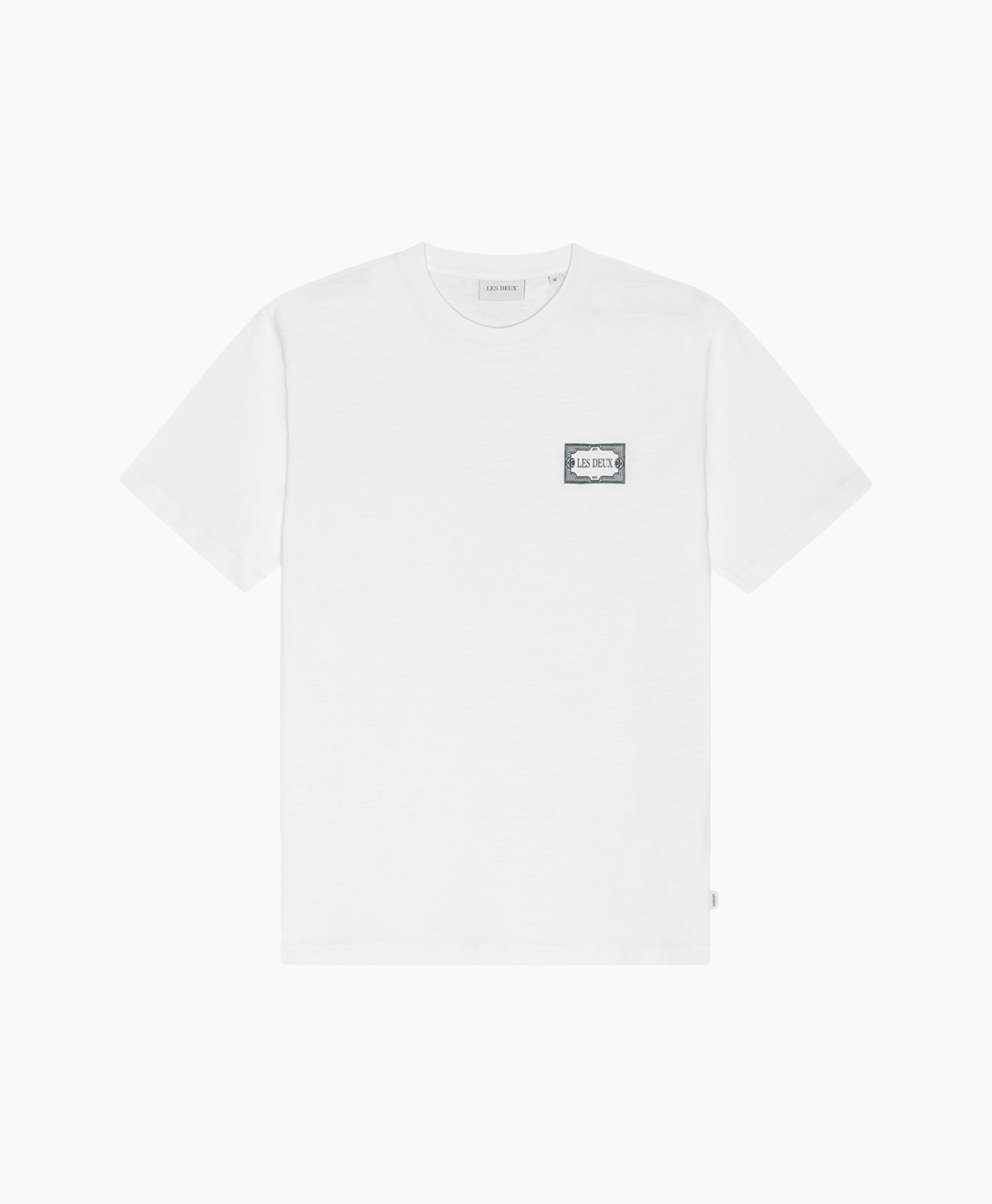 tshirt, white, short-sleeve, logo patch, plain