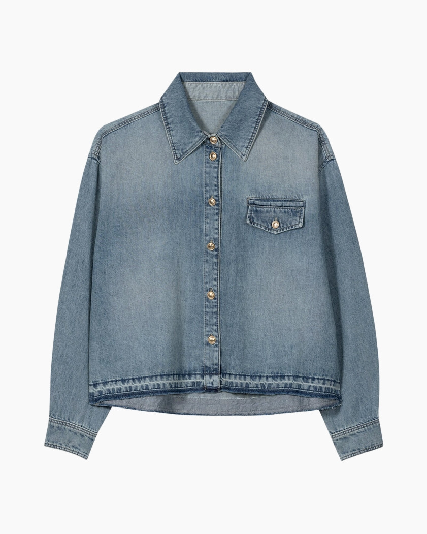 denim, shirt, jean, button-down, pocket