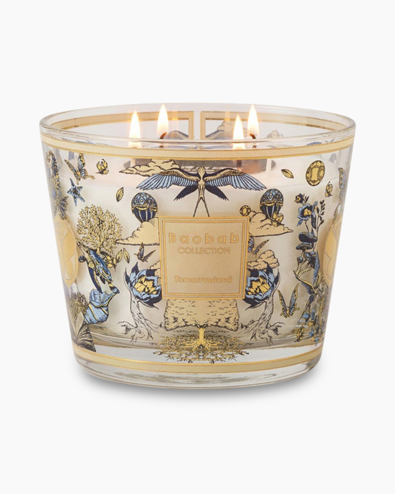 candle, glass, gold detailing, floral pattern, Baobab collection