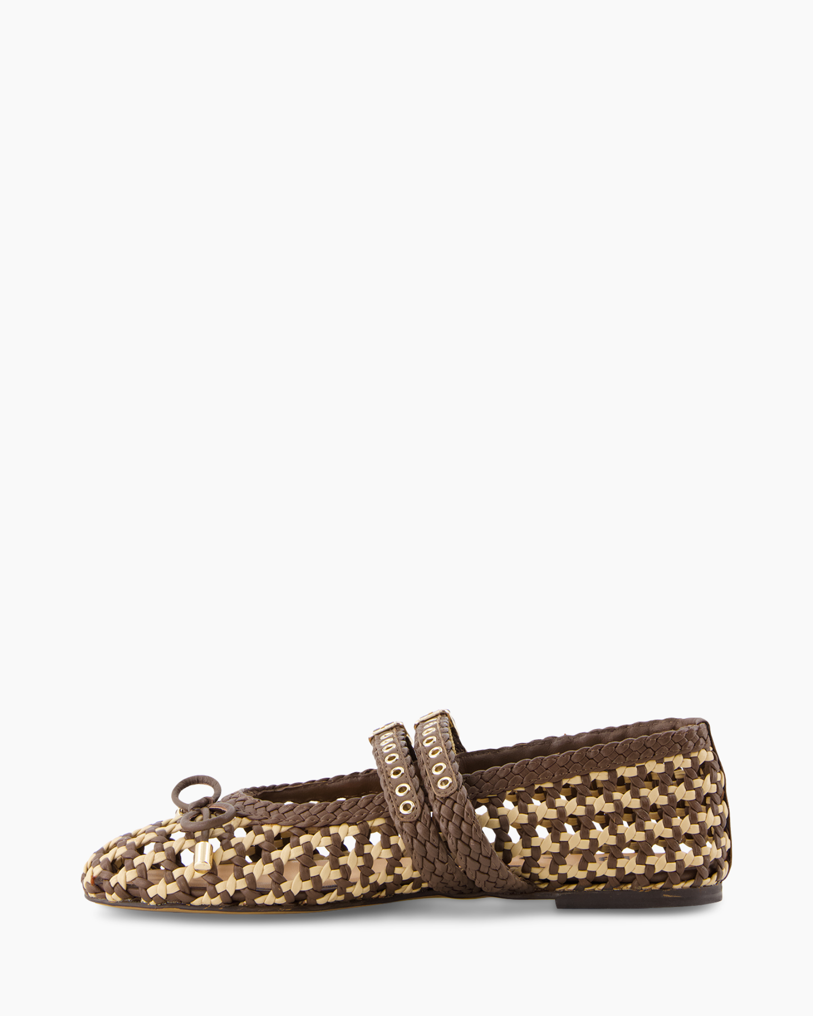 woven, flat, ballet, two-tone, sandals