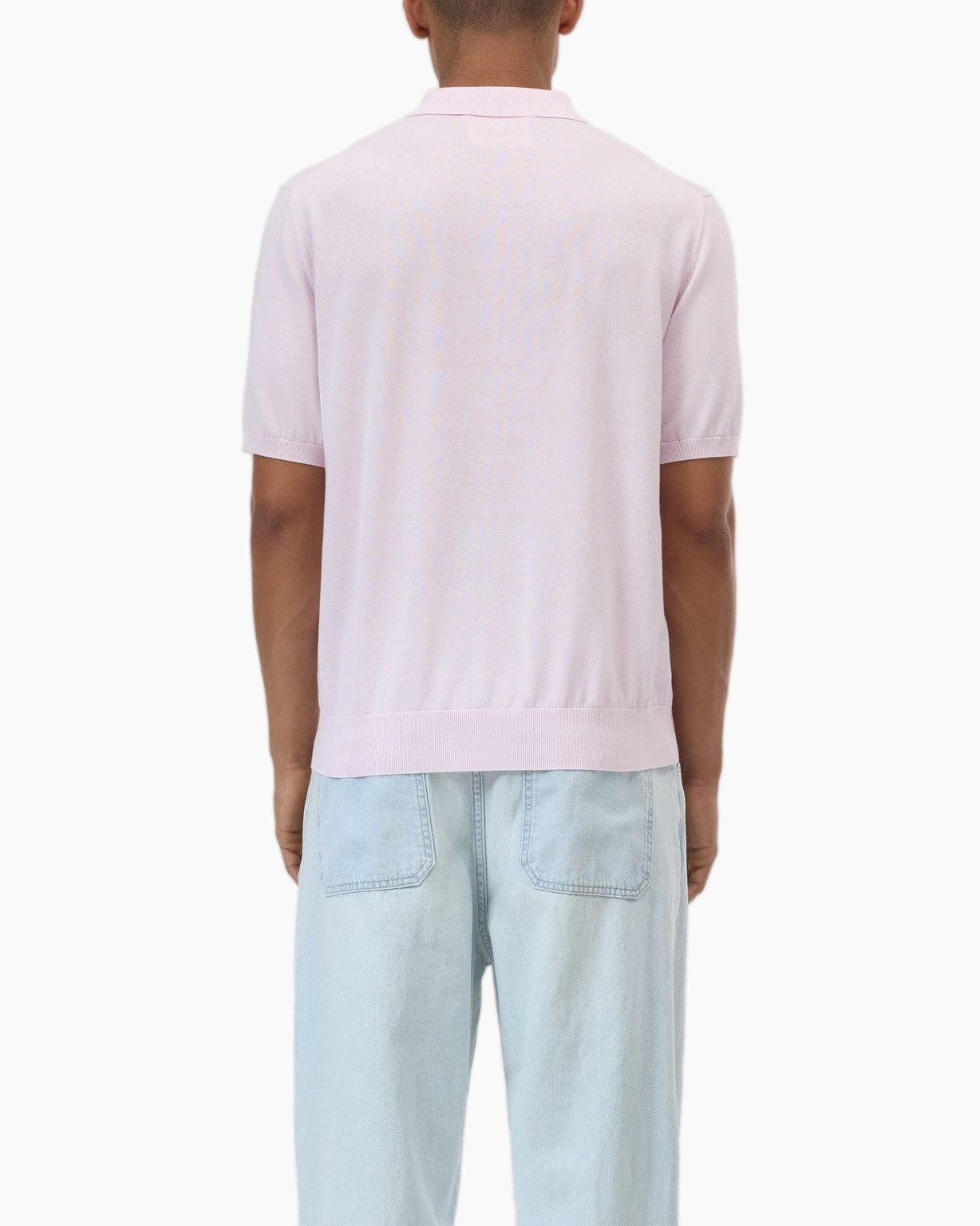 polo, light pink, short sleeve, collared, knit Polo shirt