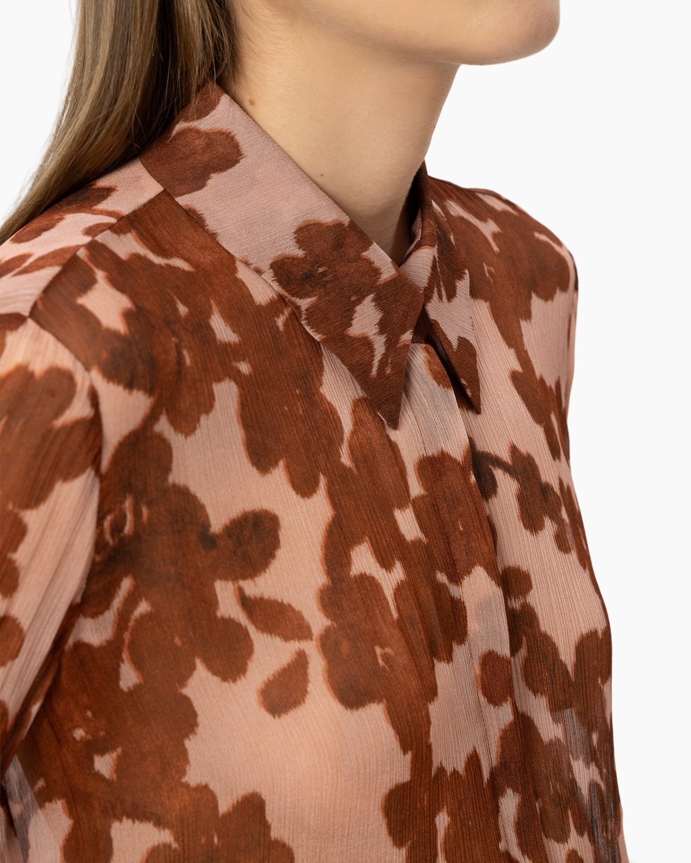 shirt, blouse, collared, pattern, brown