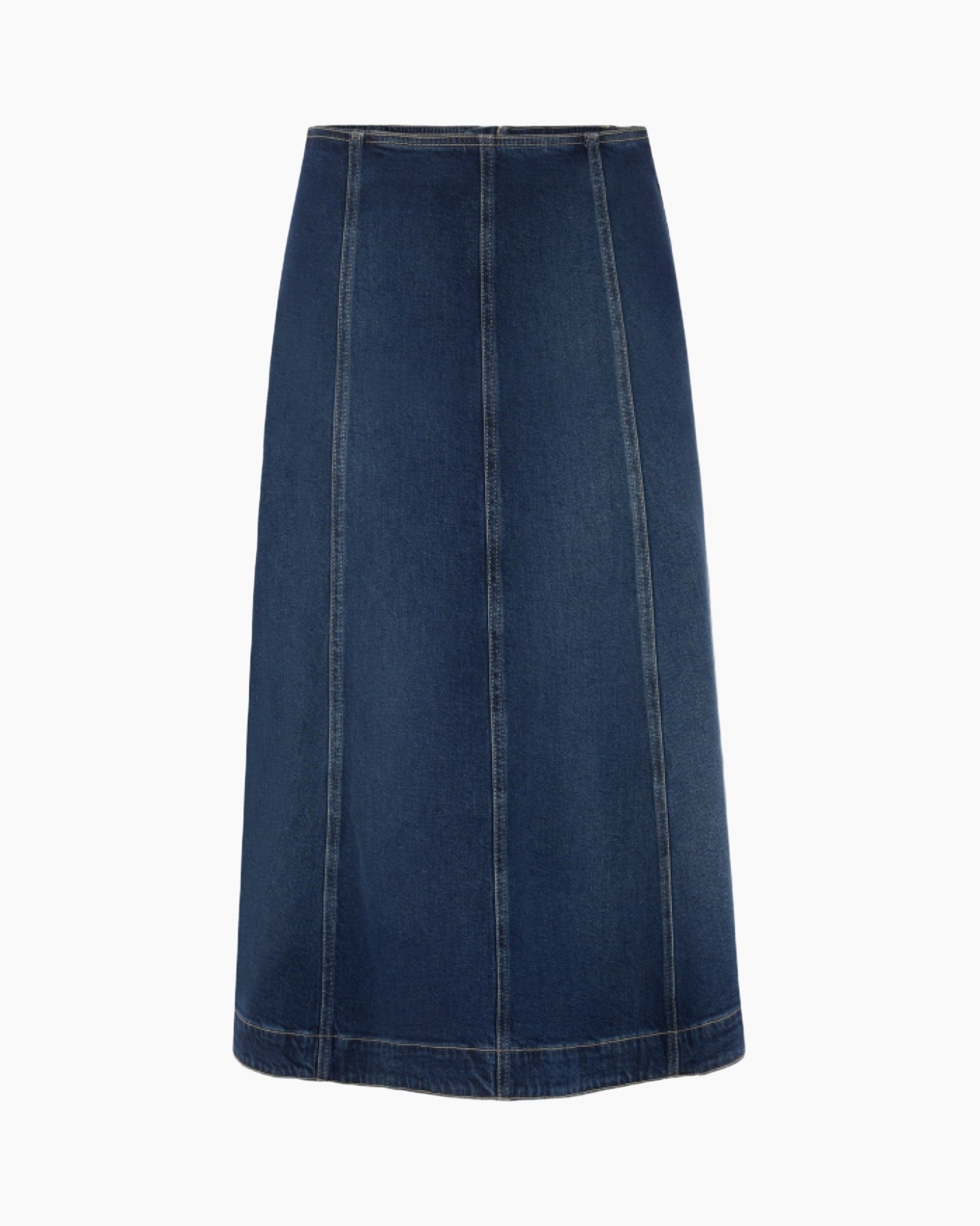 denim, skirt, long, jean, paneling