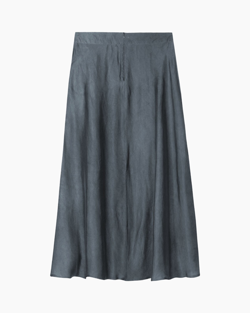 skirt, A-line, ankle-length, linen, blue-gray