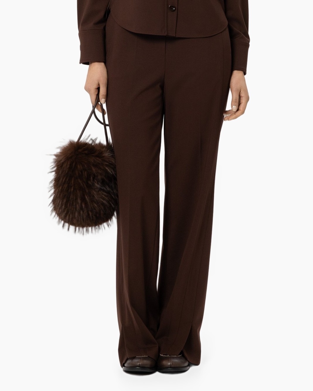 pants, trousers, brown, wideleg, pocketless