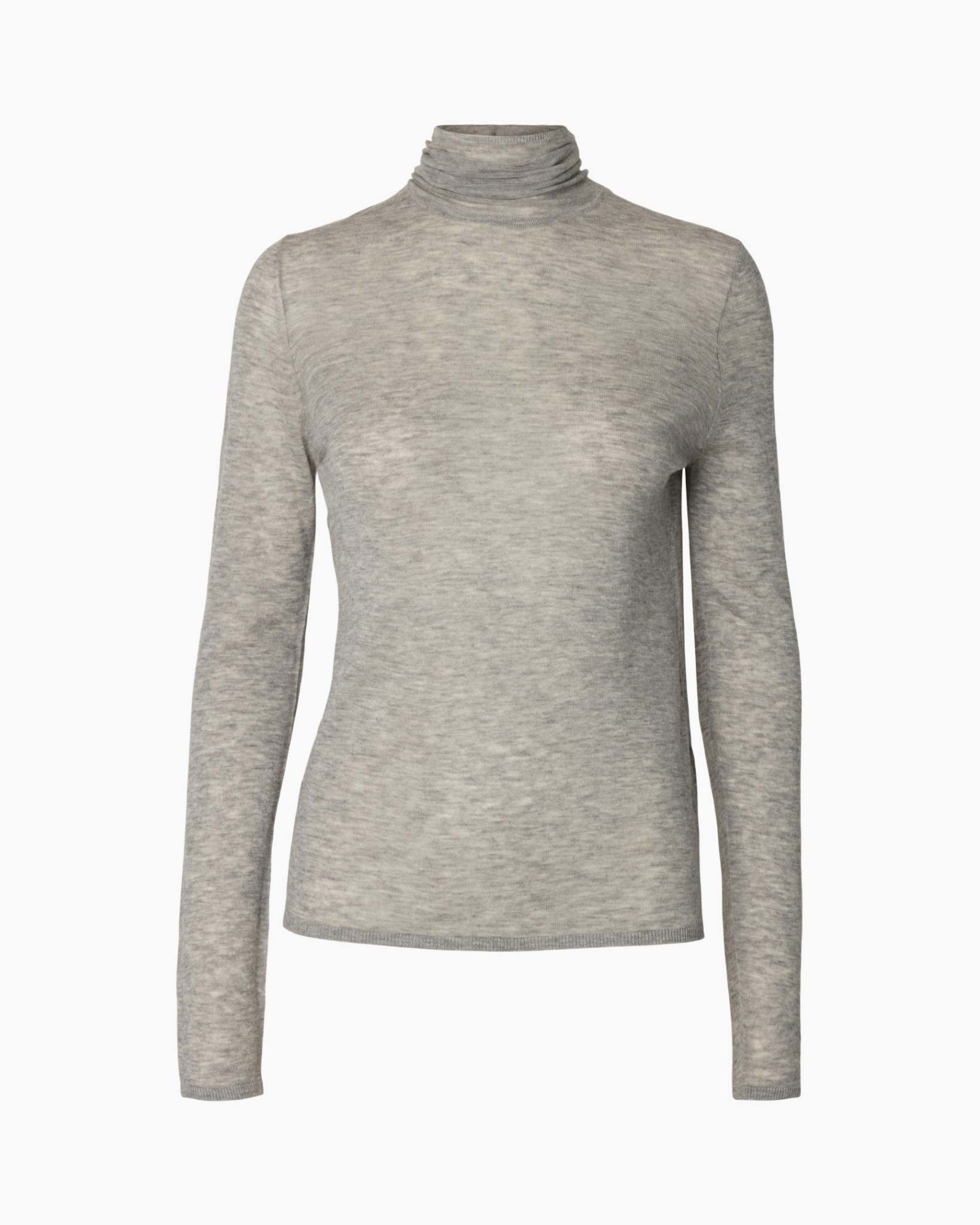 turtleneck, long-sleeve, gray, knitted, slim-fit