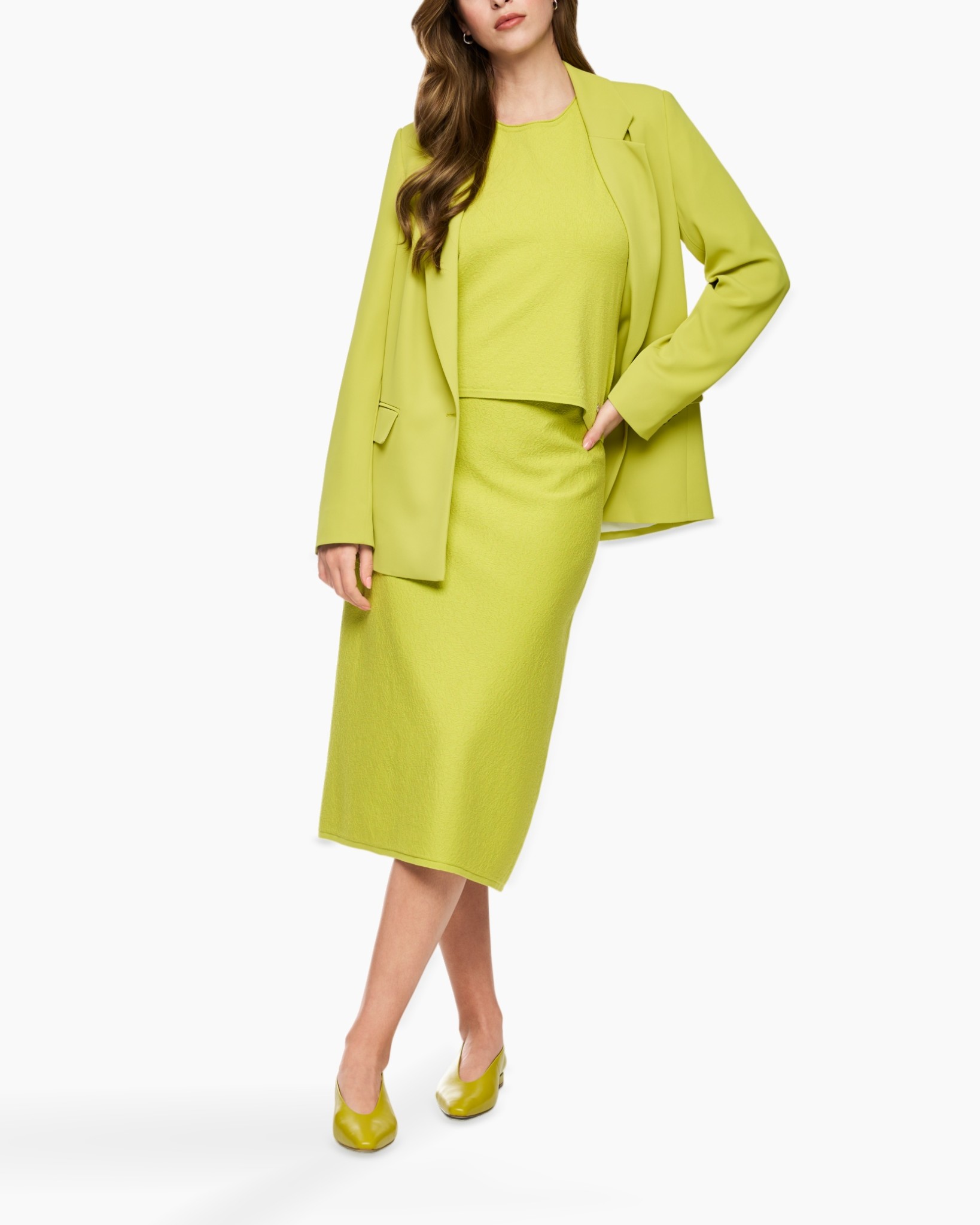 jacket, blazer, skirt, set, lime-green