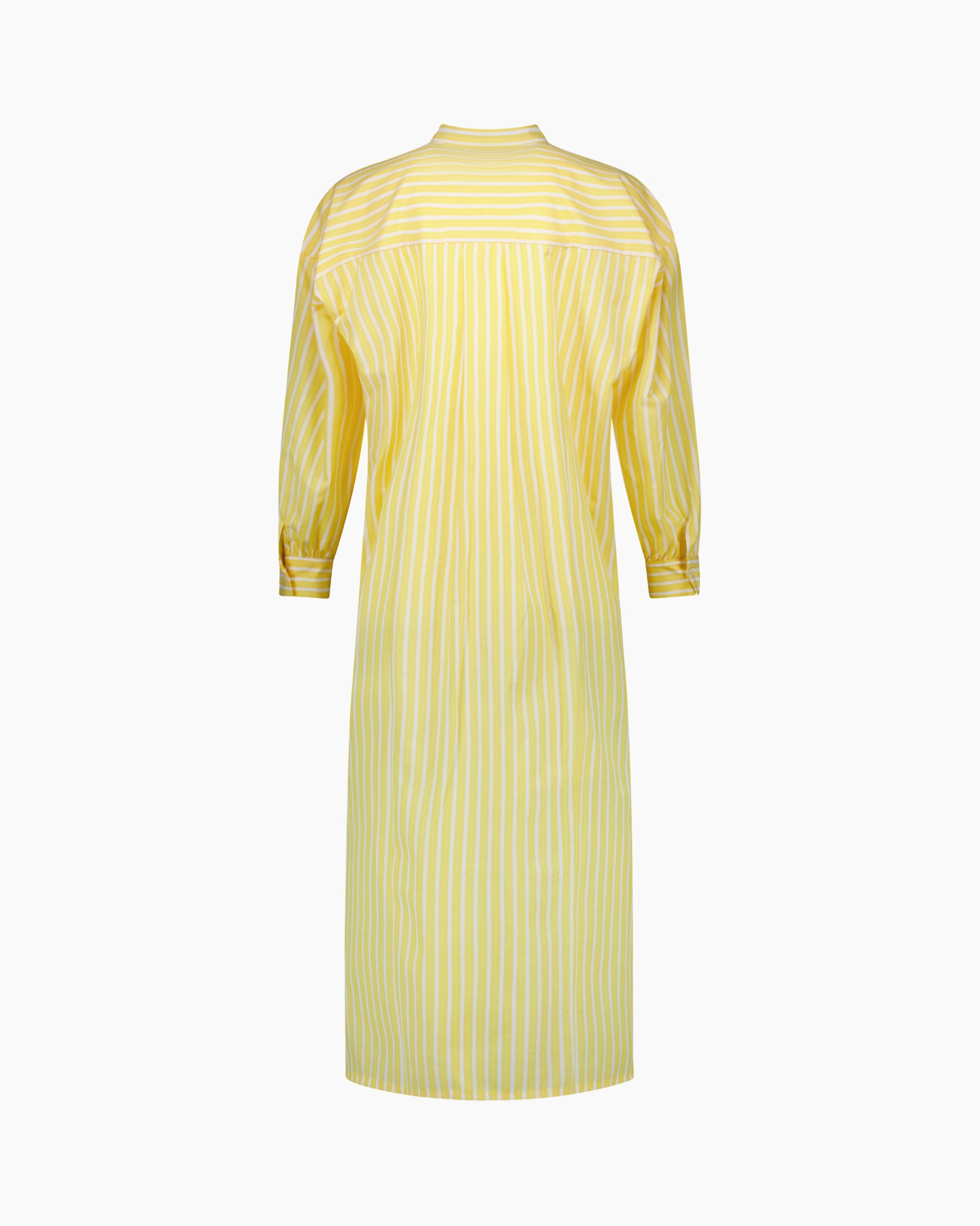 dress, striped, yellow, long-sleeve, mid-length