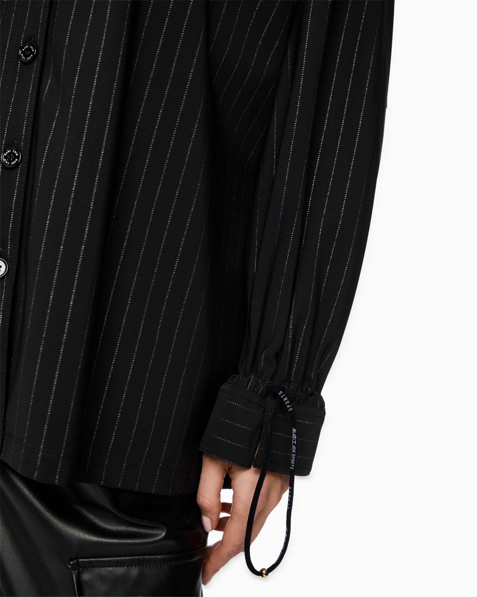 black, pinstripe, shirt, longsleeve, cuff
