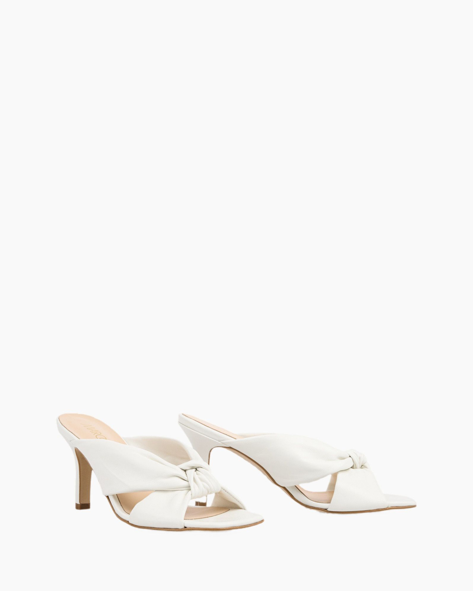 open-toe, knot, white, midi-heel, slide sandal, heel, mule, white, knotted, open-toe