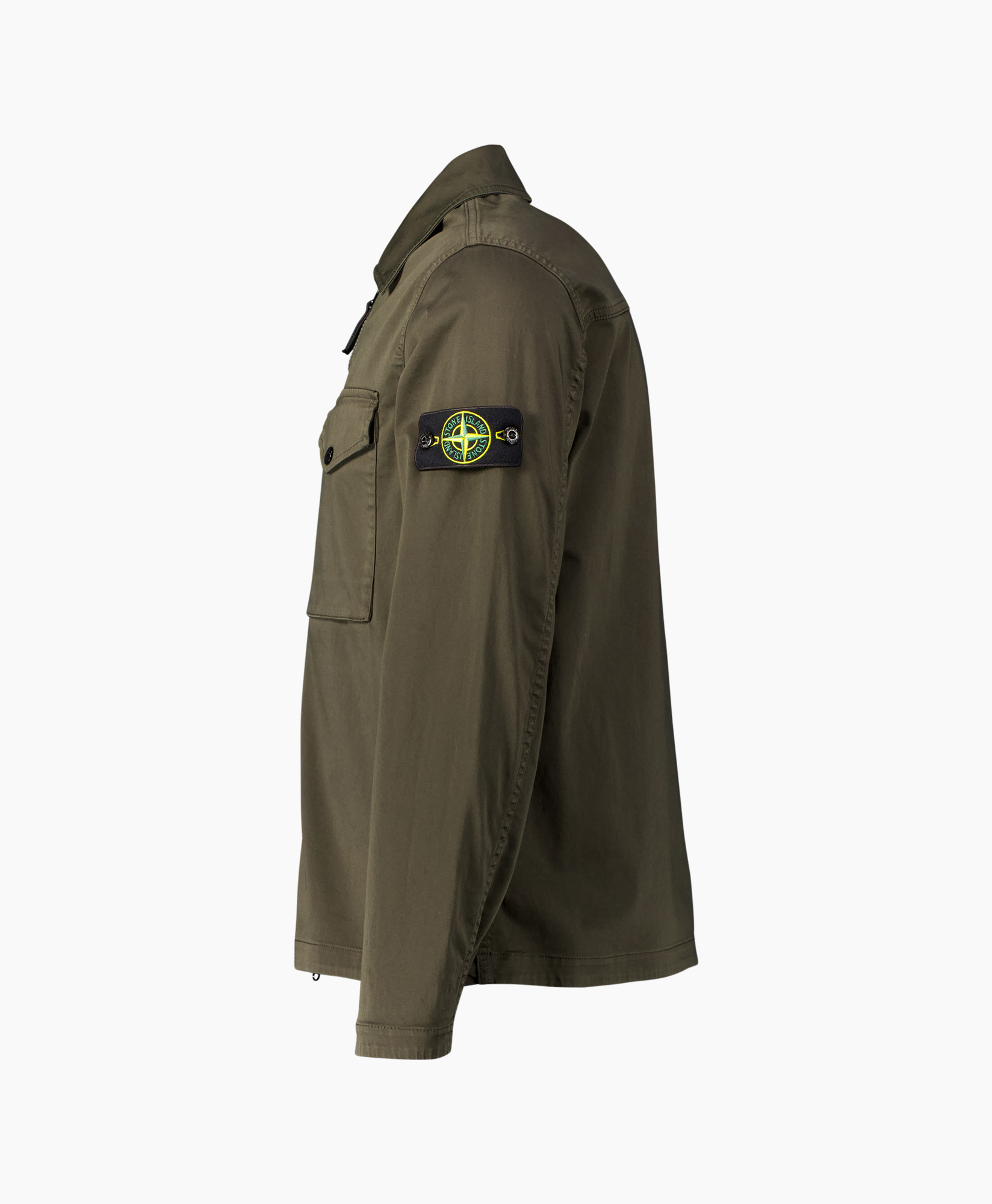 military jacket, olive green, patch logo, lined pocket, long sleeve