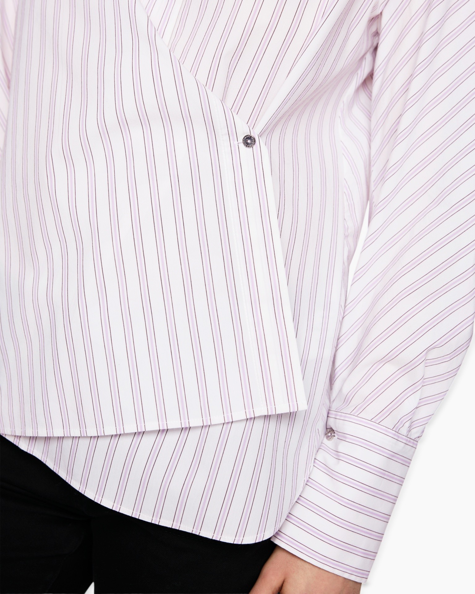 striped, button-down, blouse, long-sleeve, pink-white