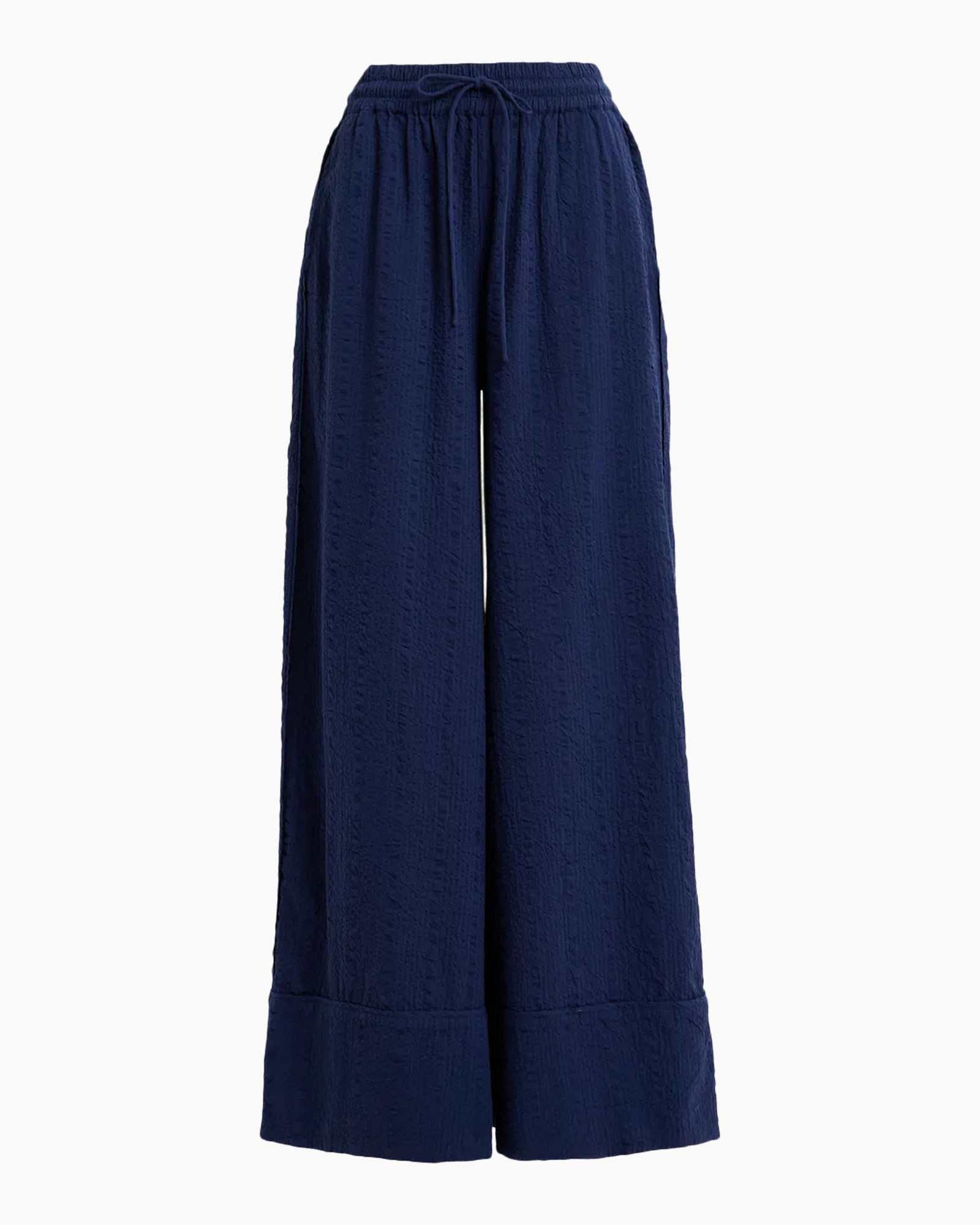 wide-leg, pants, drawstring, navy, linen-like
