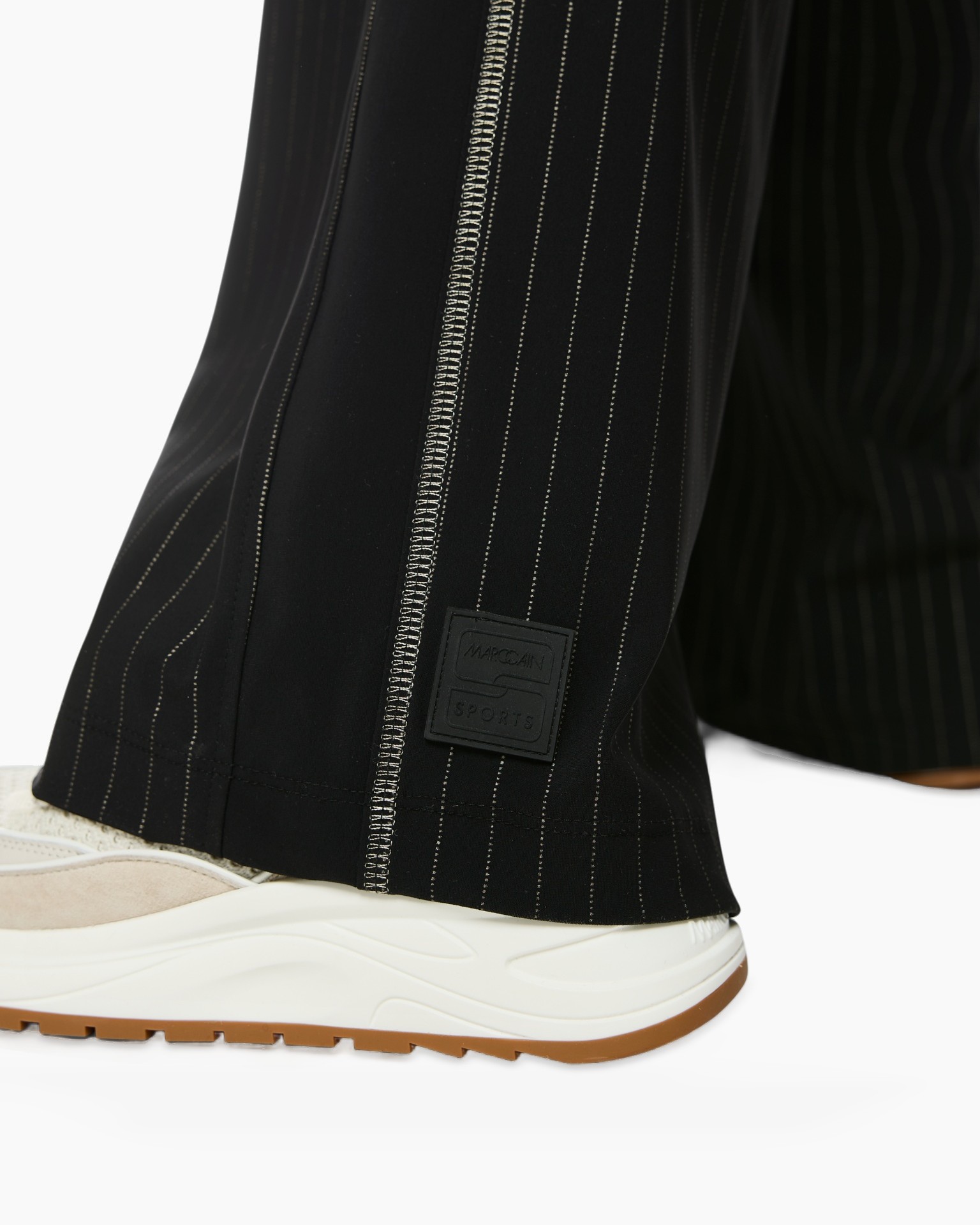 pants, pinstripe, zippers, stitching, patch