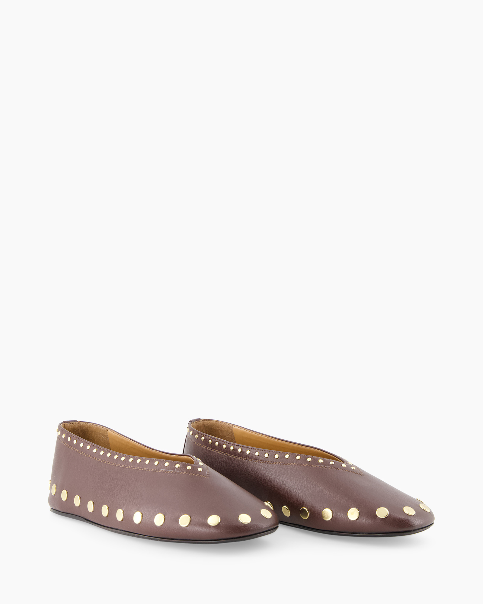 loafers, moccasins, leather, studded, brown