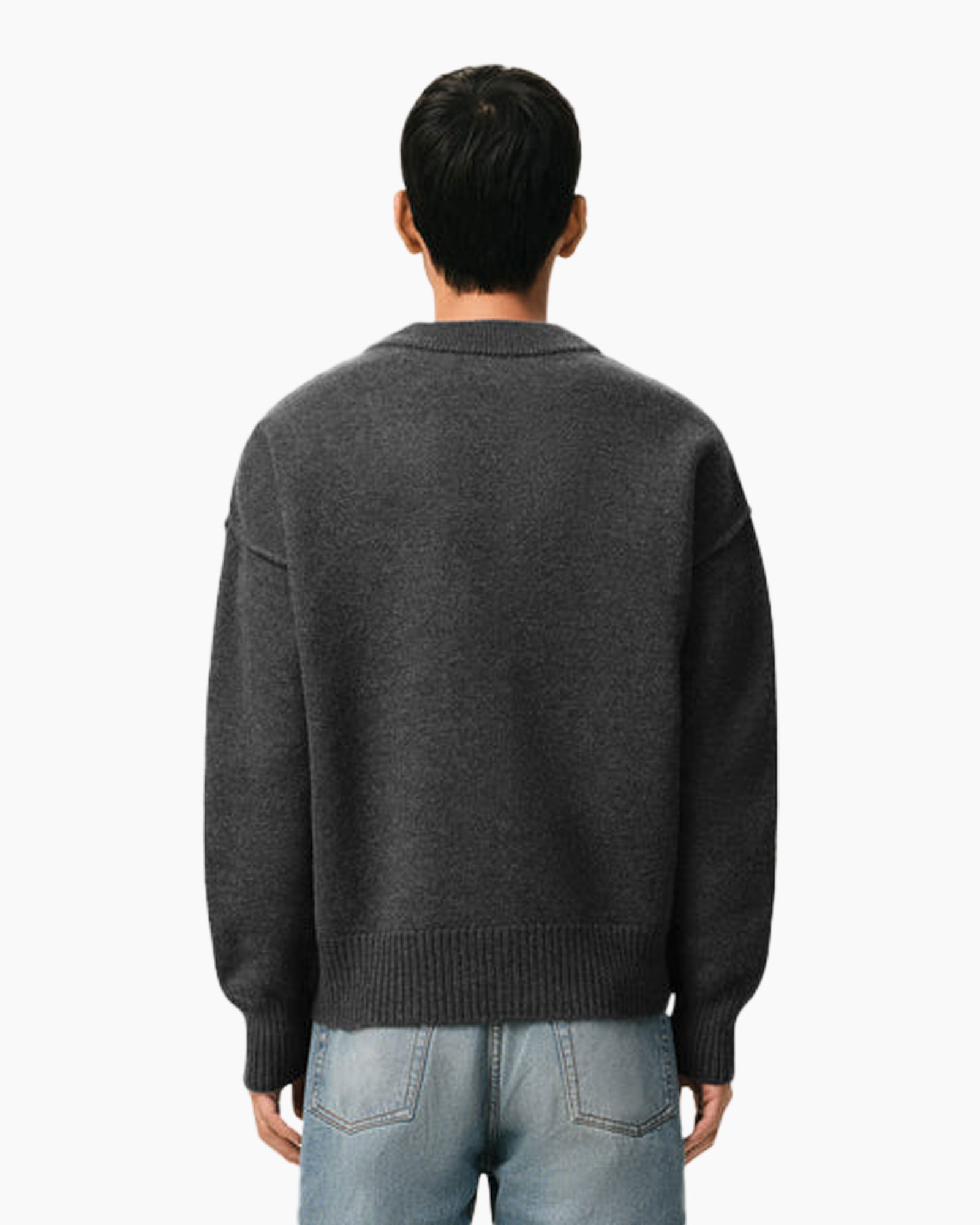 sweater, gray, crewneck, knit, long-sleeve