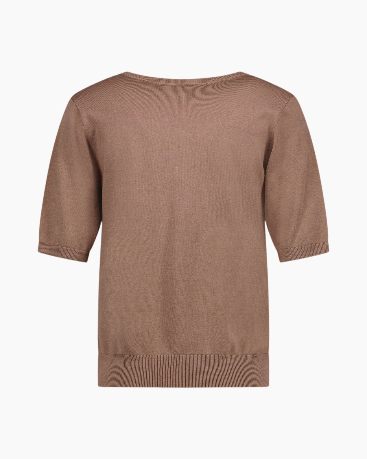knit, pullover, v-neck, short-sleeve, brown