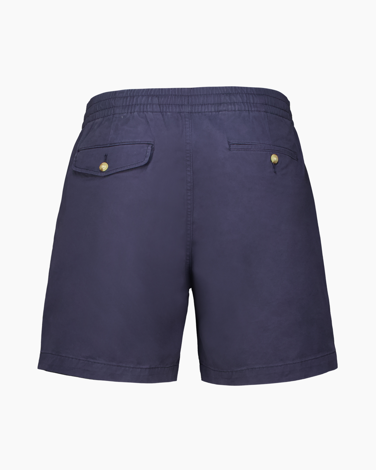 shorts, navy, elastic waistband, button, plain