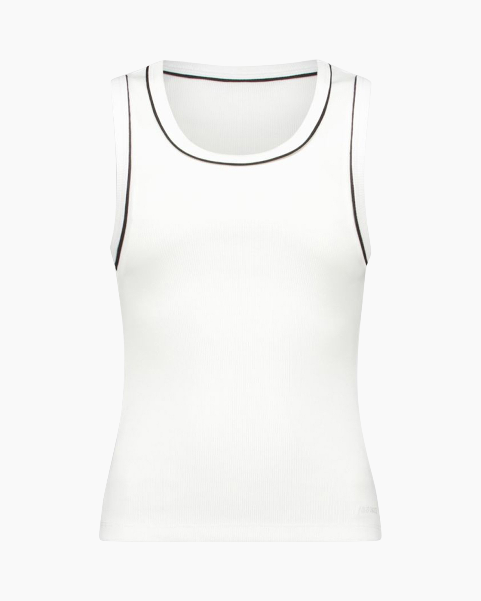 tank top, white, ribbed, sleeveless, trim detail