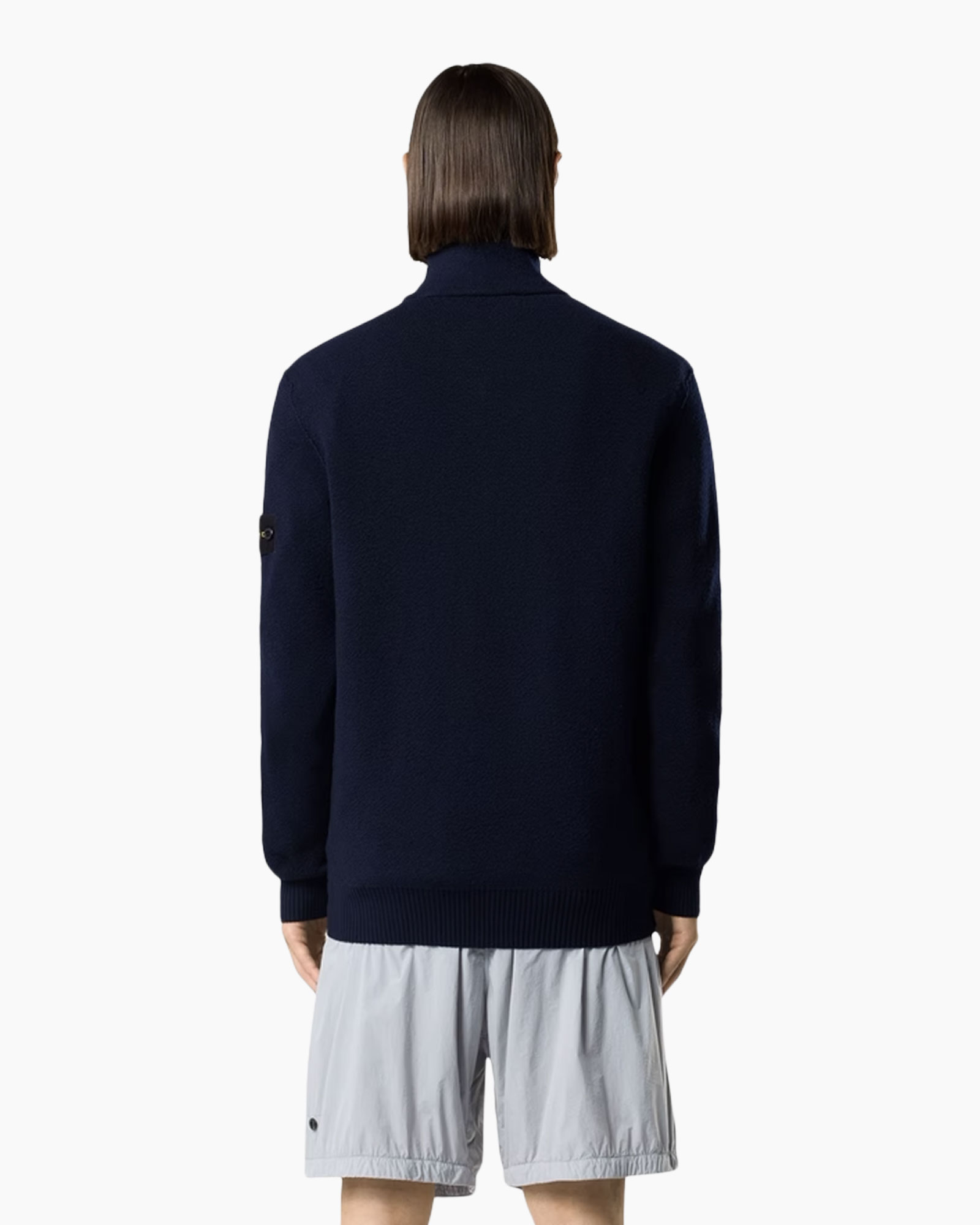 zip-up, navy cardigan, knit jacket, long-sleeve, solid color