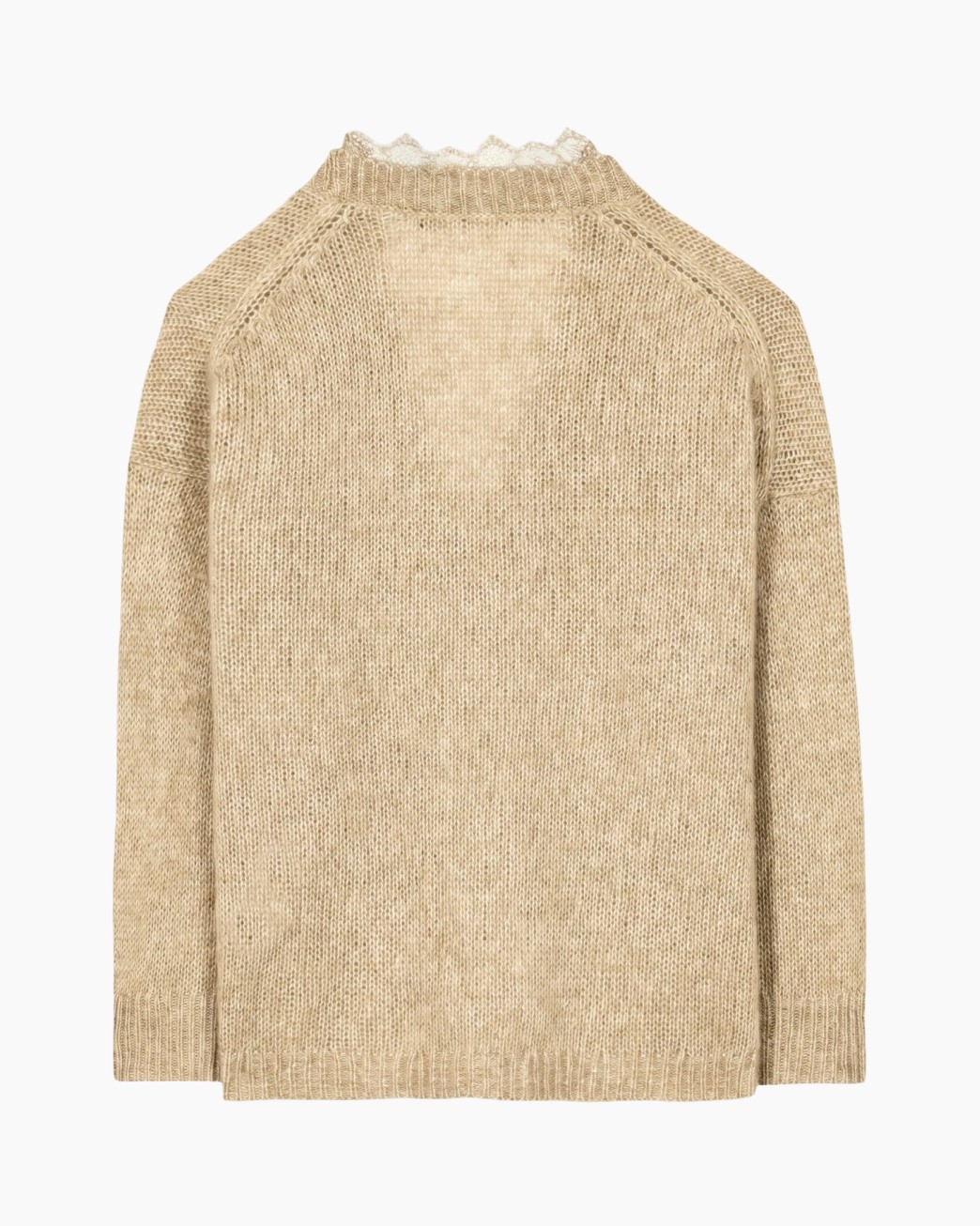 knit sweater, beige, high neck, lamb wool?, chunky knit