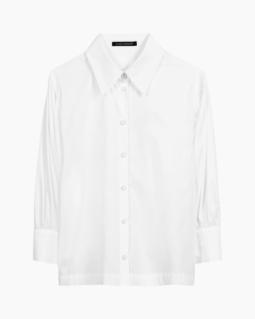 white, blouse, buttoned, collar, long-sleeve