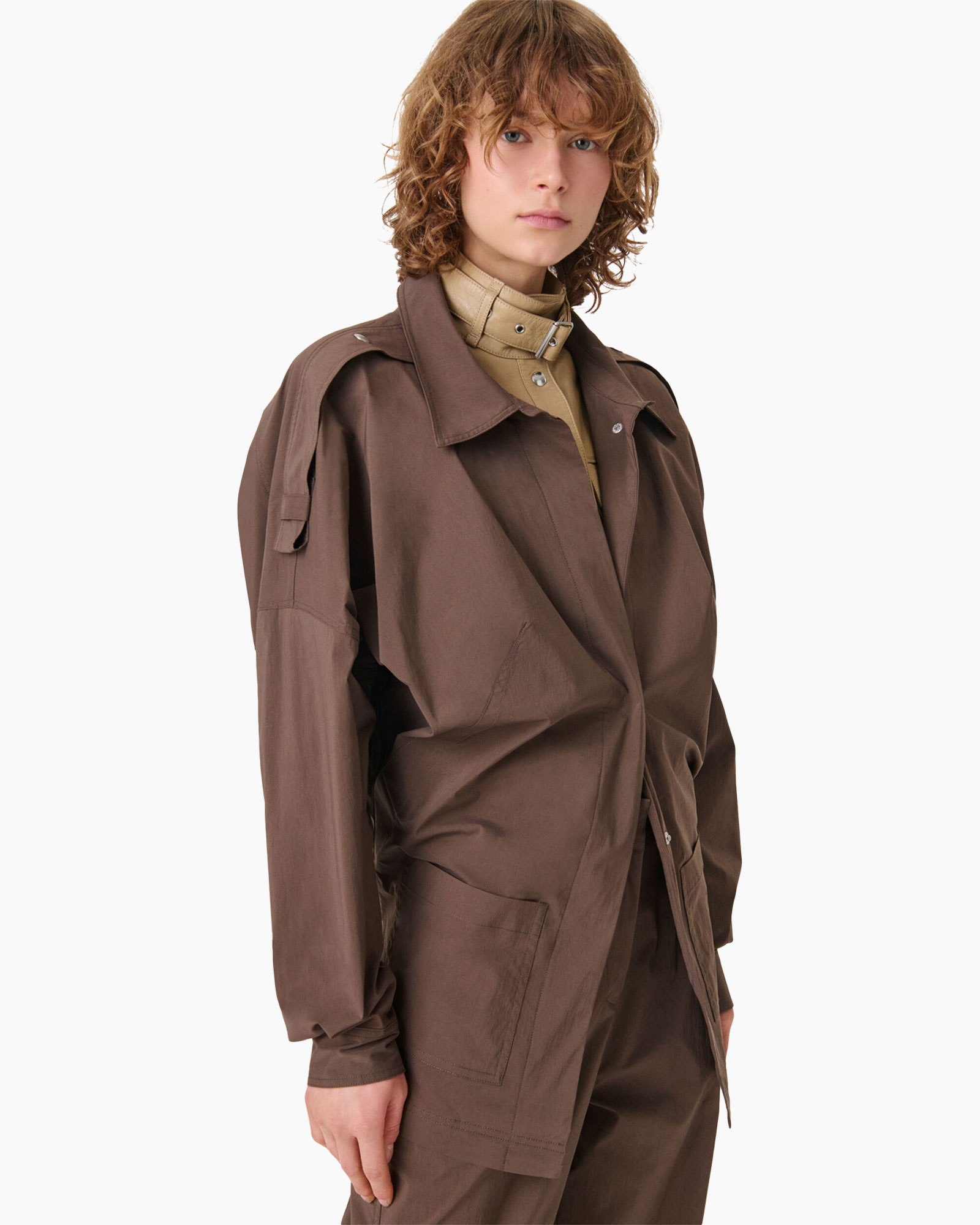 trench, coat, brown, long-sleeve, pockets