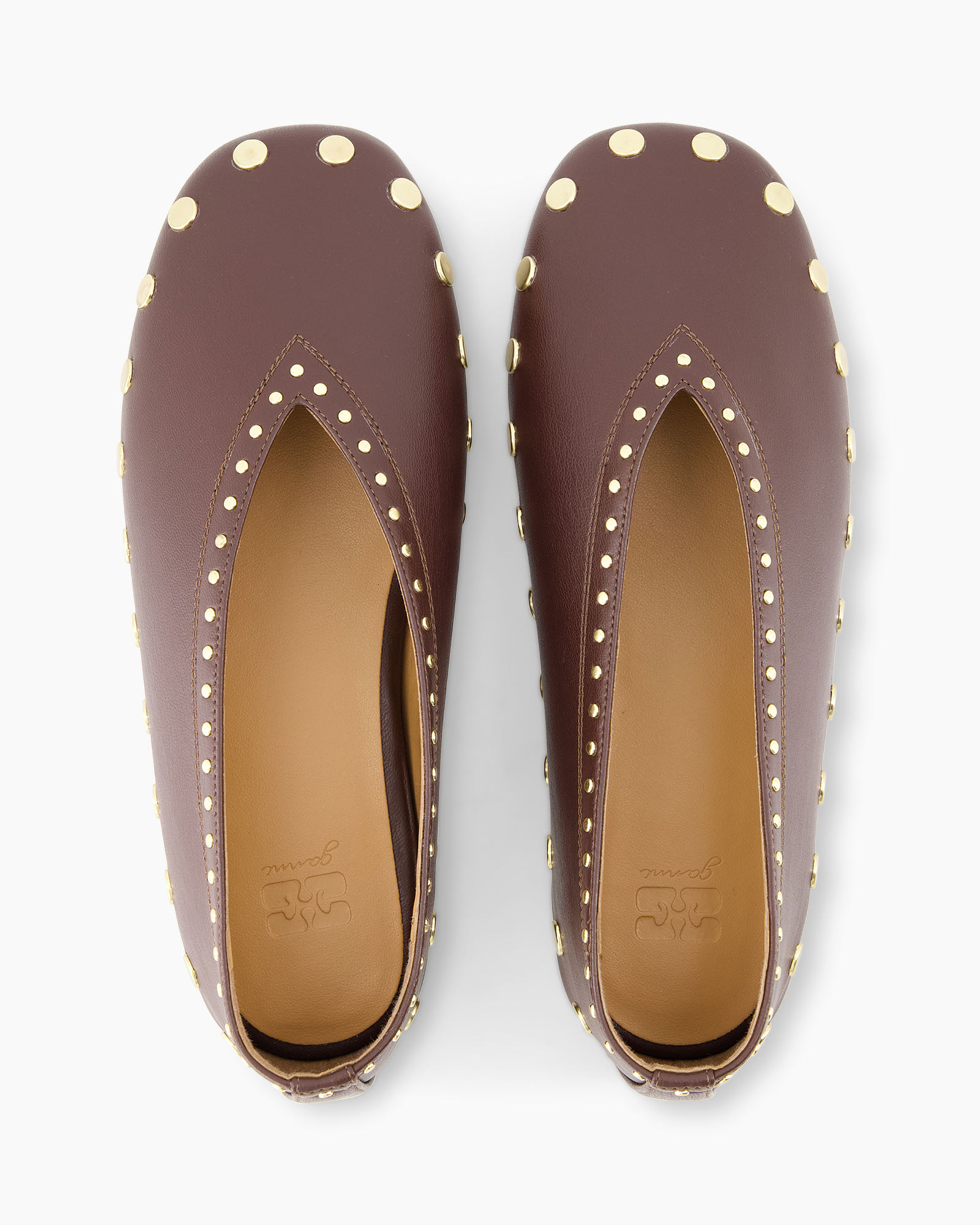 moccasins, slippers, brown, studded, leather