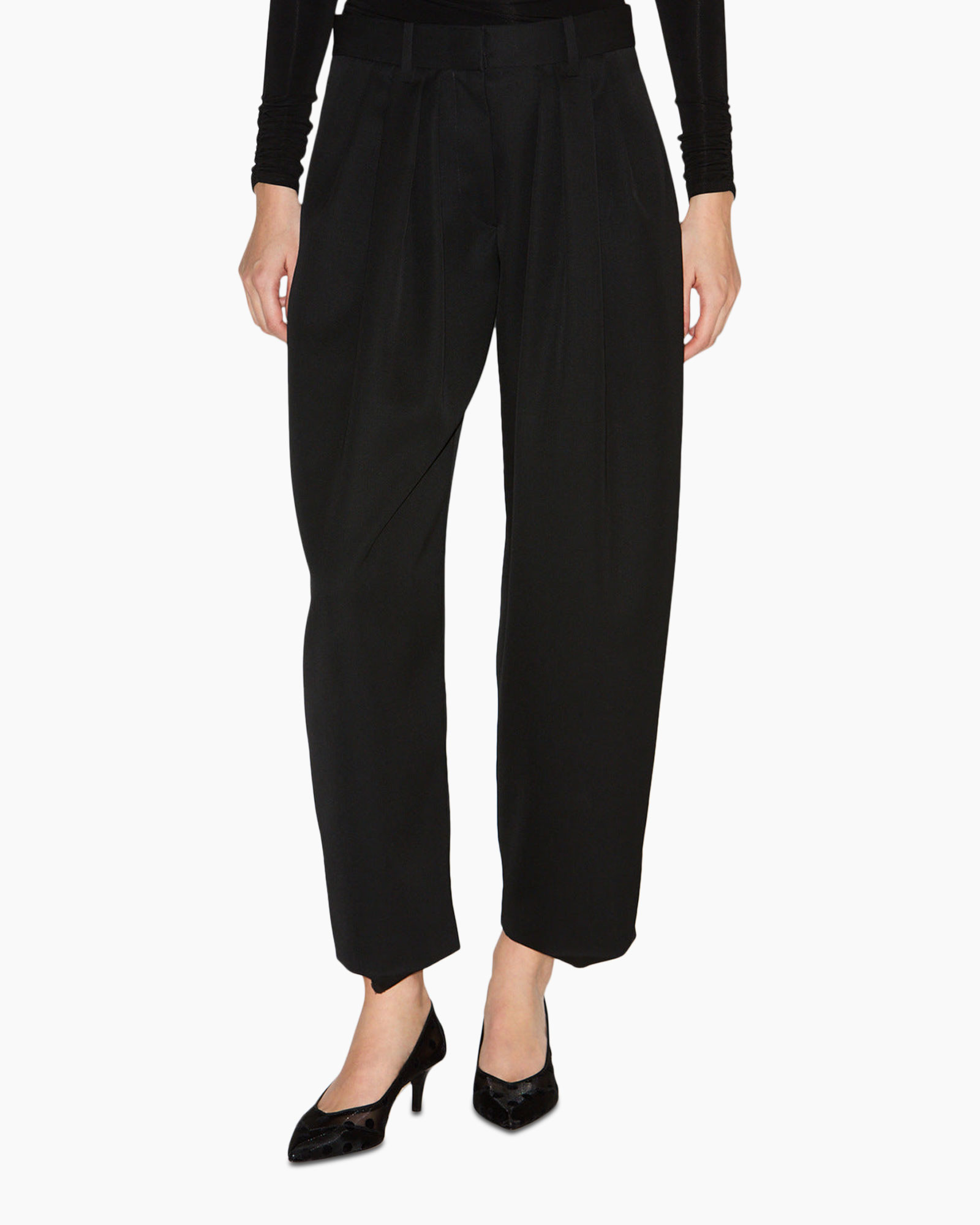 pants, trousers, black, wide-leg, ankle-length
