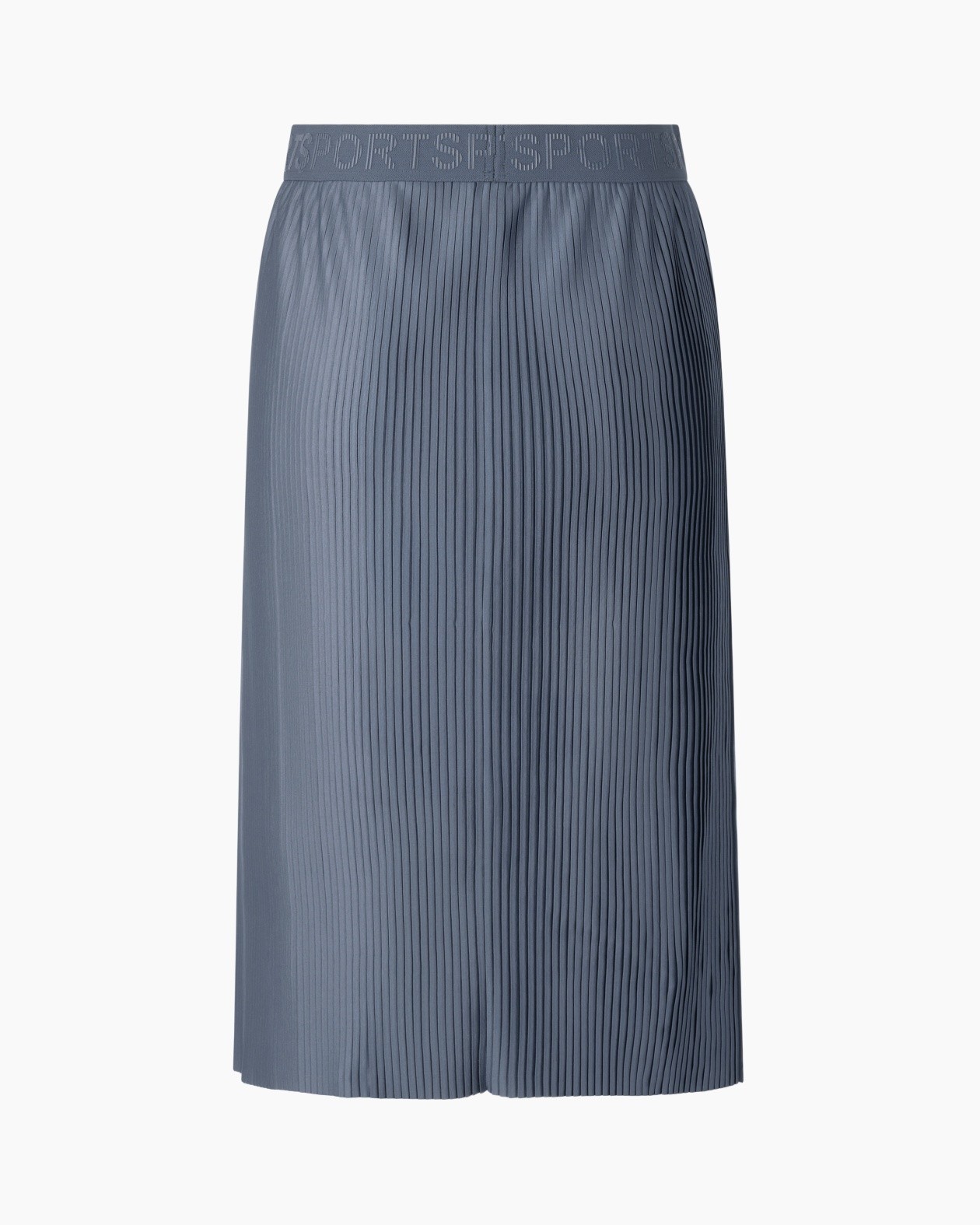 skirt, pleated, mid-length, elastic waistband, grey-blue