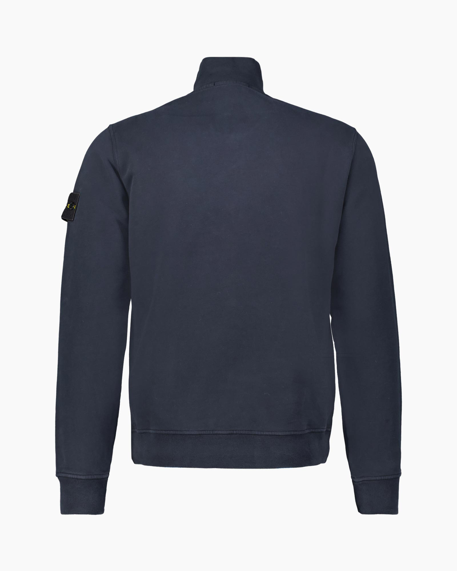 jacket, navy, crewneck, long sleeve, back view