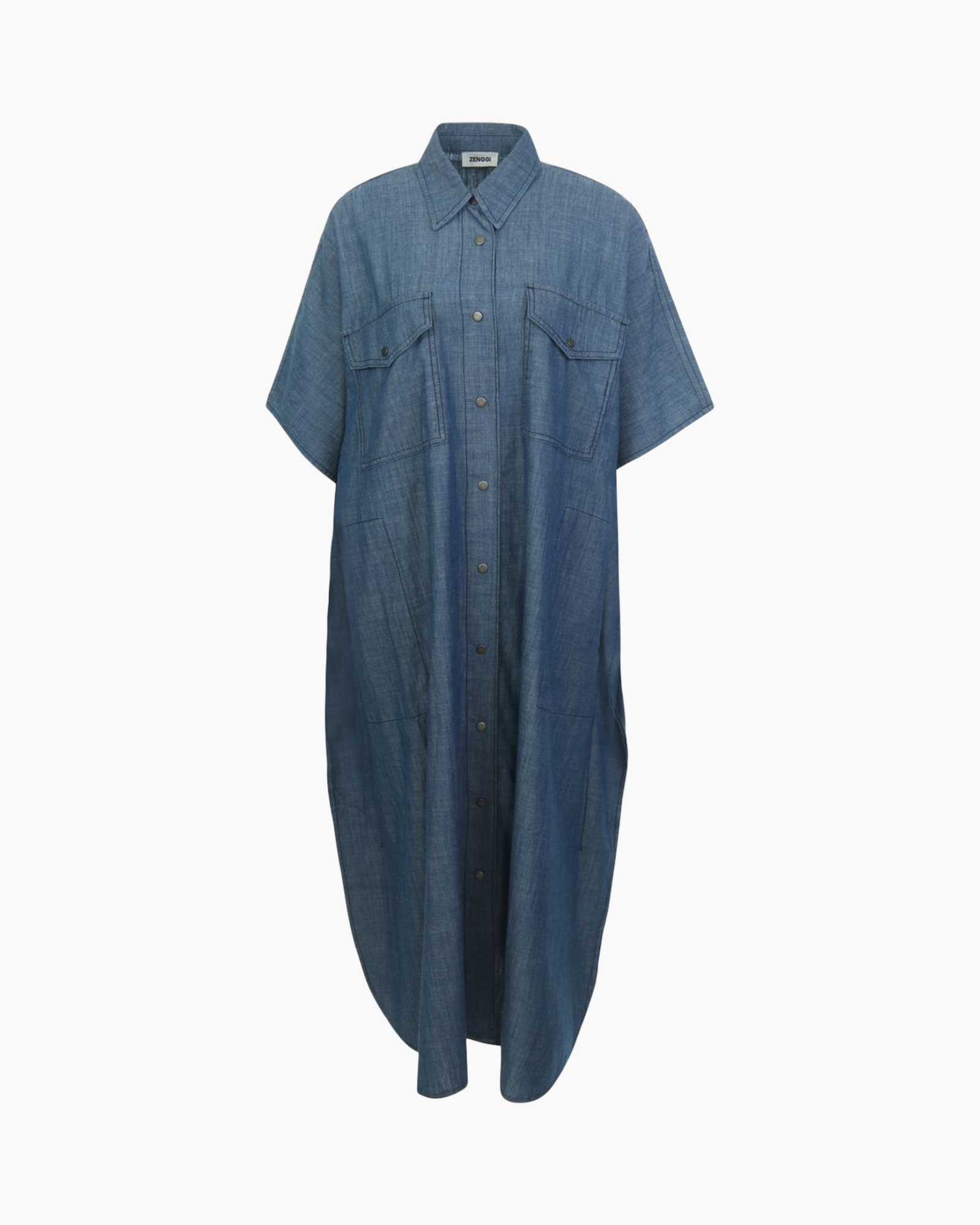 denim, shirt dress, long dress, button-down, pockets