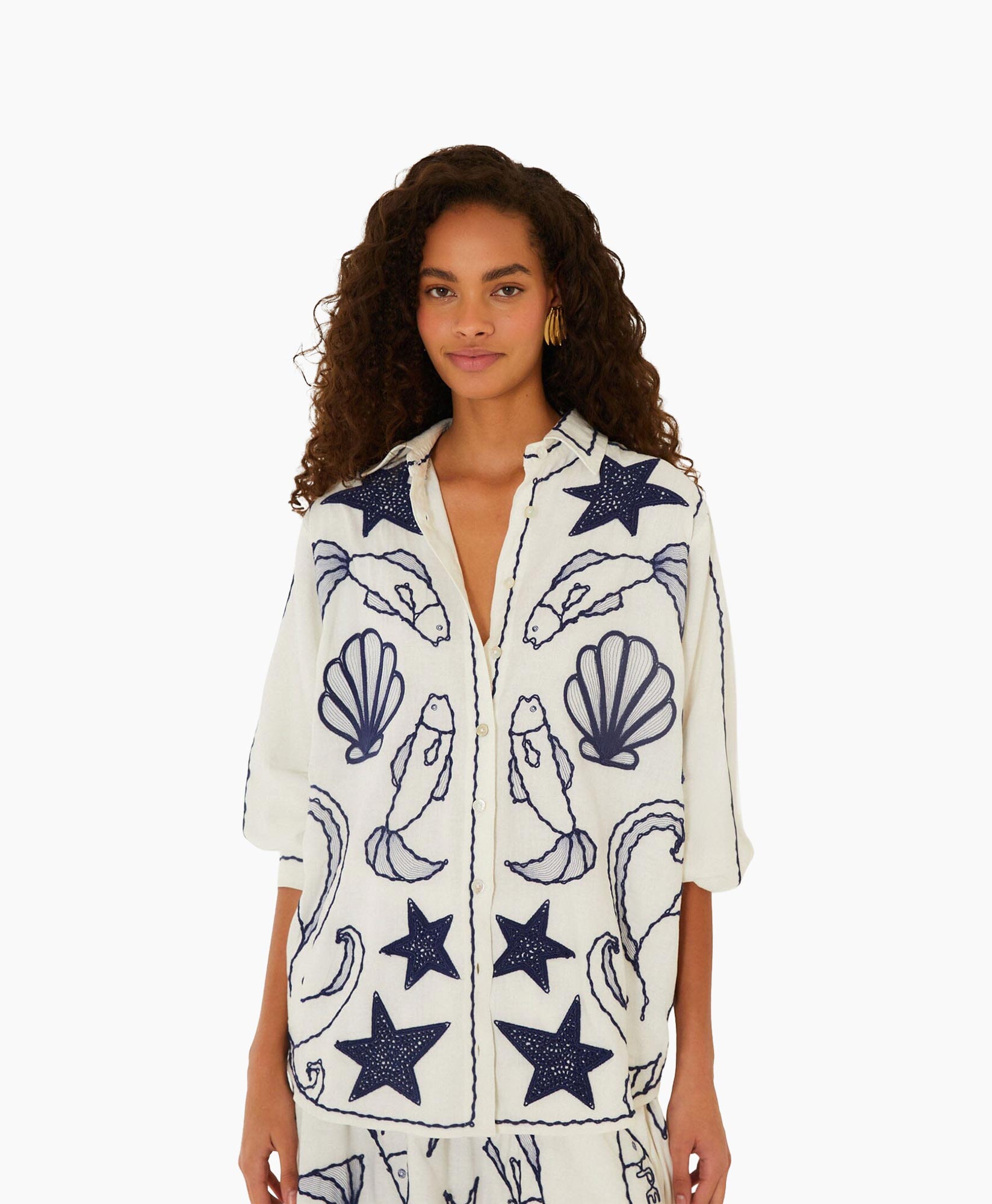 shirt, button-down, printed, navy, stars